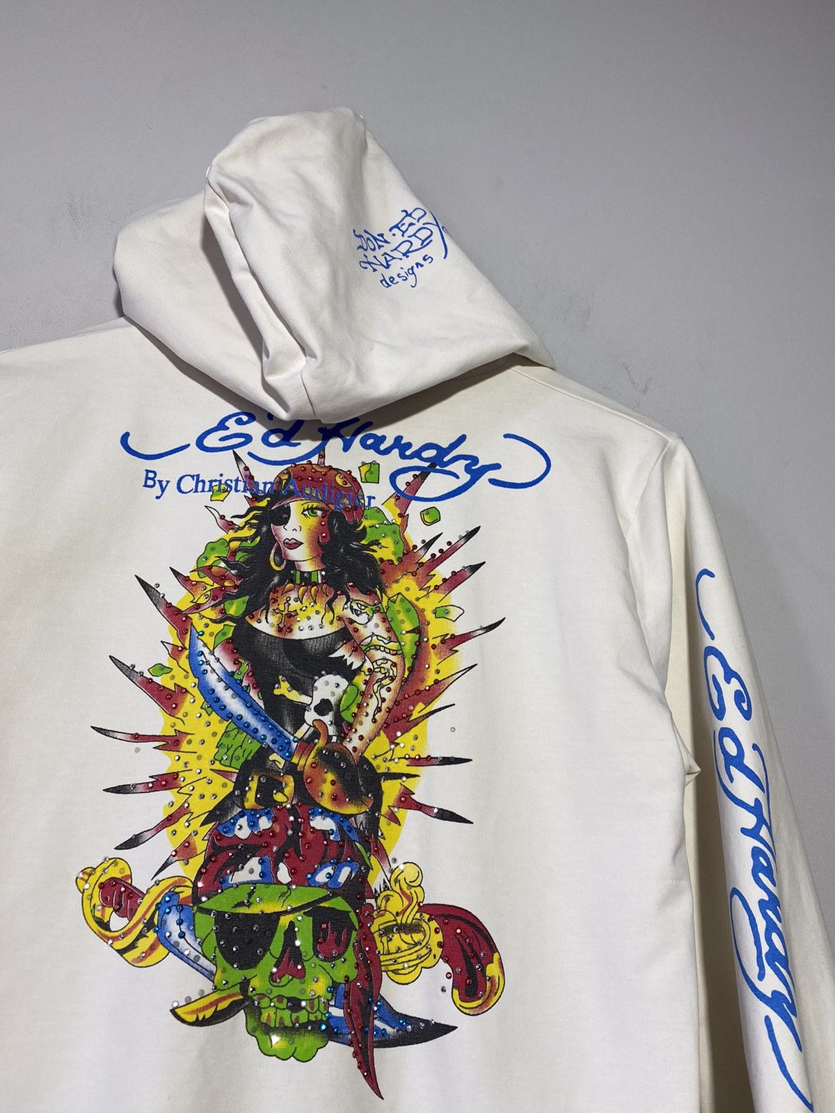Ed Hardy × Japanese Brand Ed Hardy y2k hype streetwear style white zip hoodie Size XL / US 12-14 / IT 48-50 - 3 Thumbnail