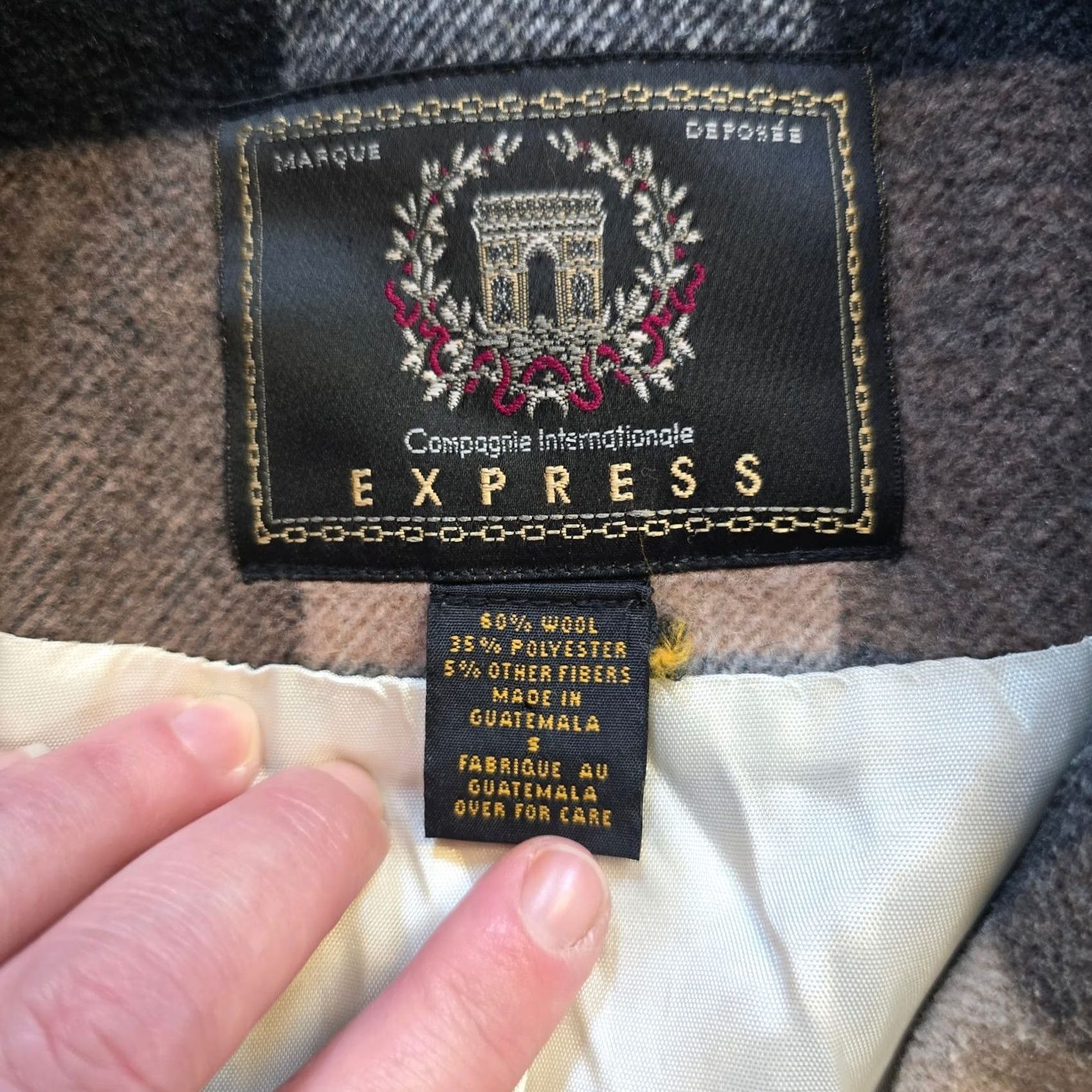 Express VINTAGE Express Blazer Women S Gray Beige Plaid Wool 90s Boxy Pockets 90s Womens Size S / US 4 / IT 40 - 4 Thumbnail