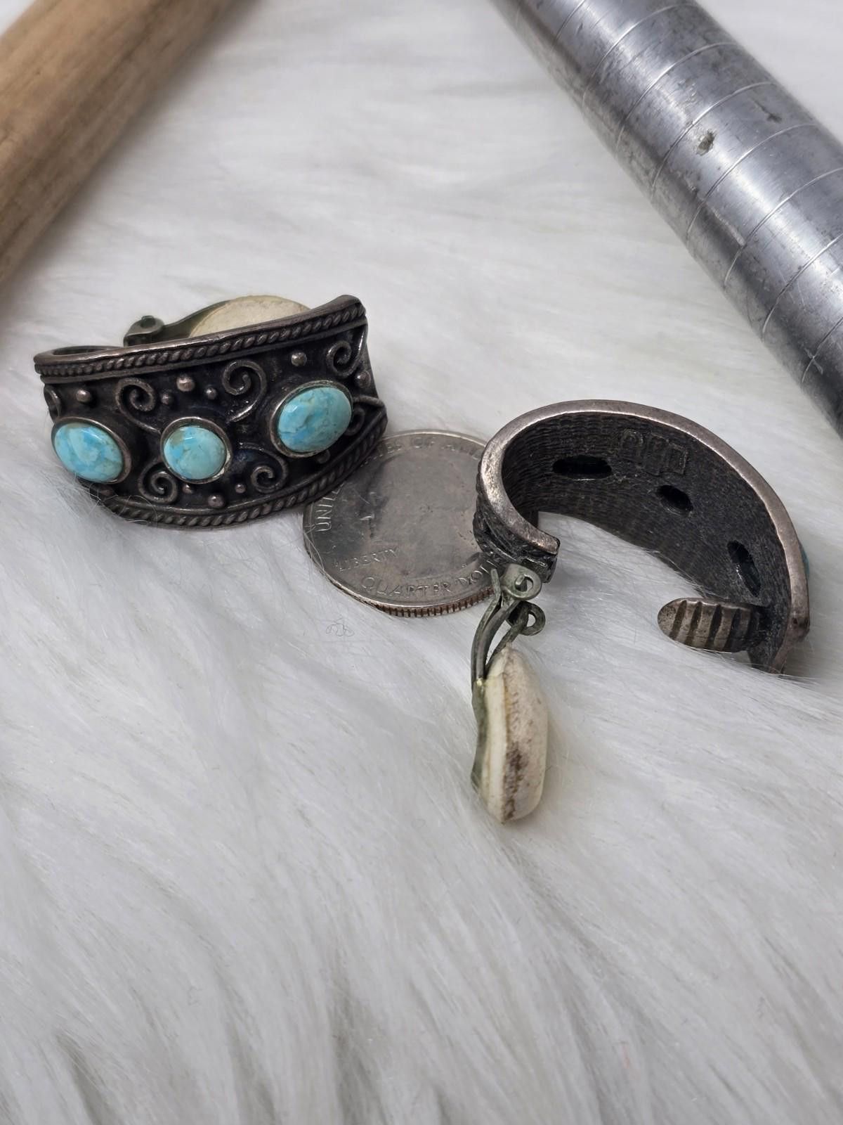 John Hardy JAI John Hardy 925 Silver Turquoise Scroll Clip On Earrings Size ONE SIZE - 7 Thumbnail