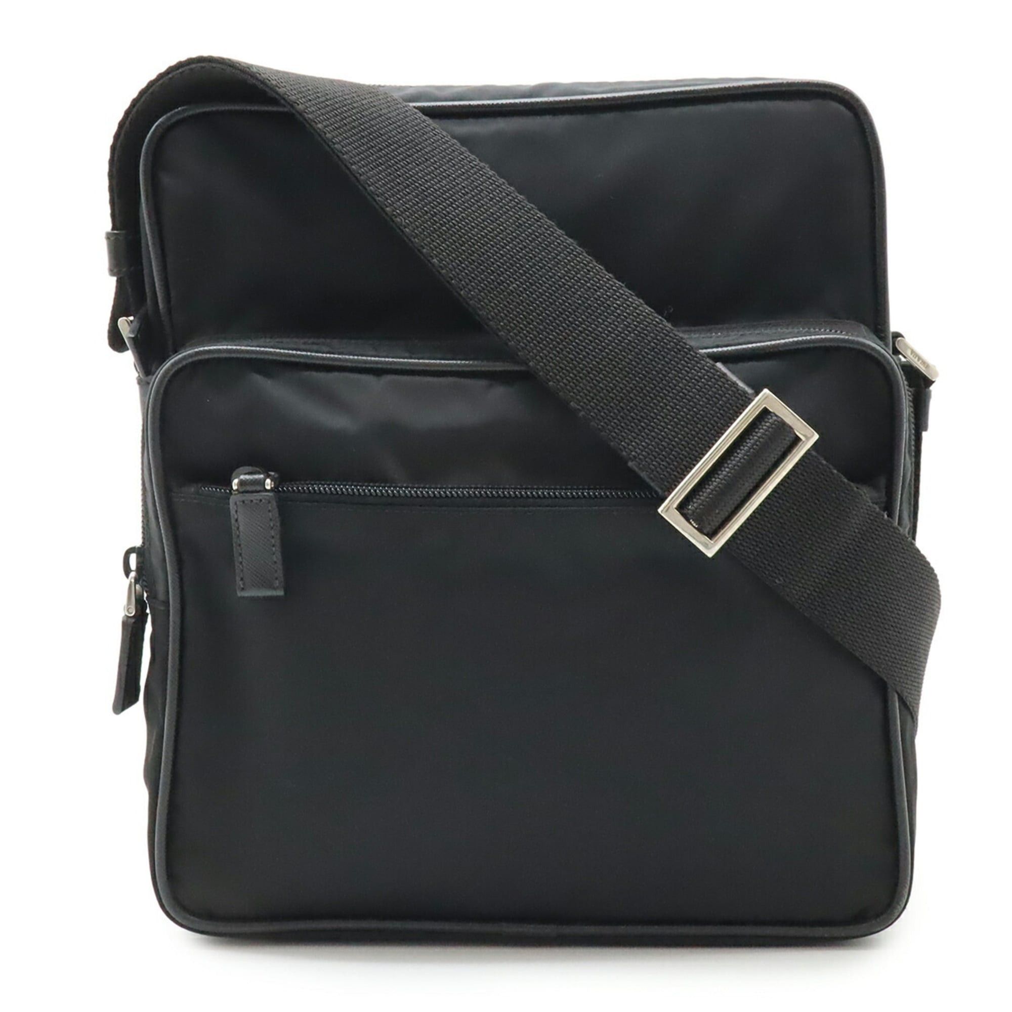 Prada Shoulder Bag Nylon and Leather Black Purchased at an Overseas Duty Free Shop VA0189
