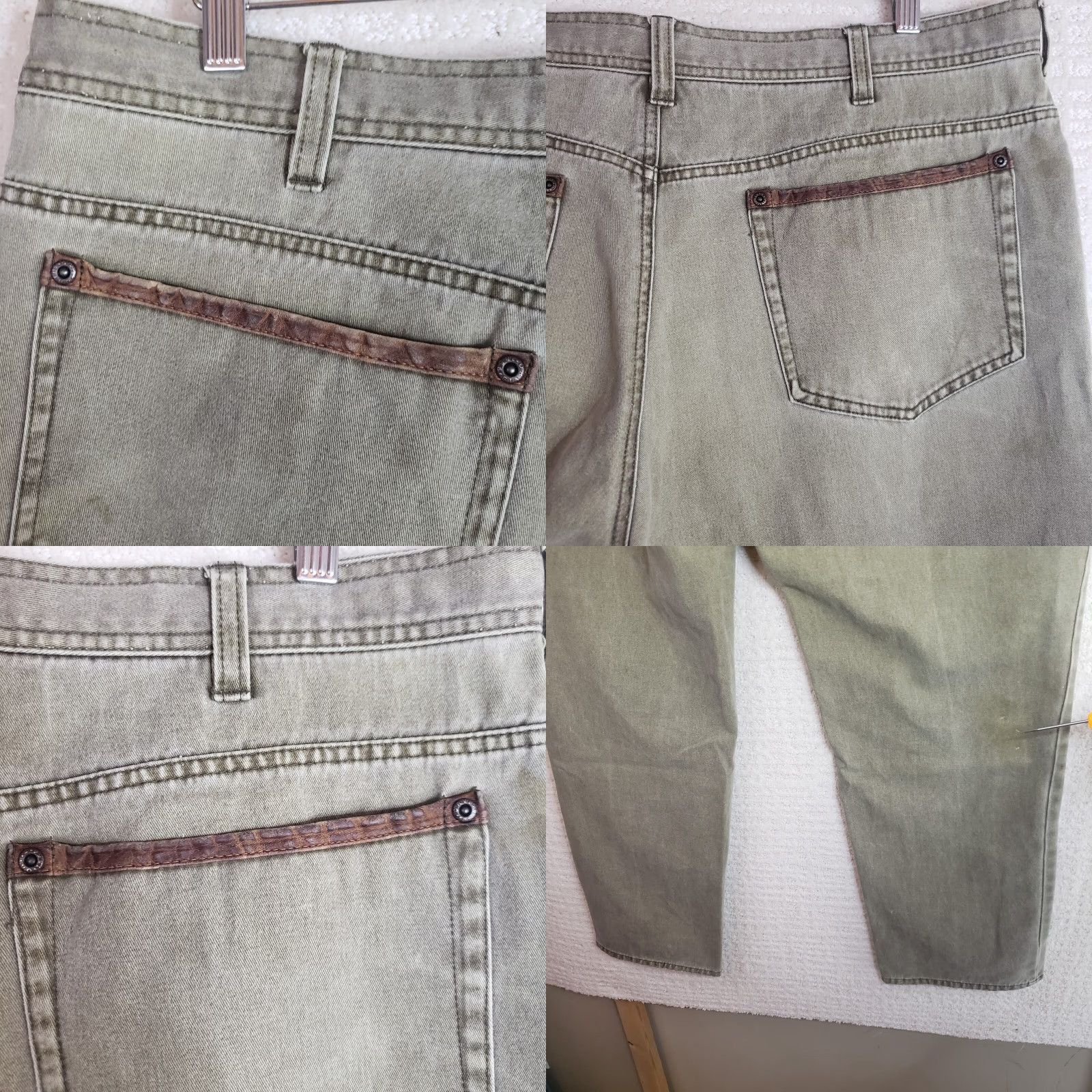Orvis Orvis Pants Men 40x31 Olive Green 5-Pocket Leather Trim Denim Pants Jeans Straight Leg Size US 40 / EU 56 - 10 Thumbnail