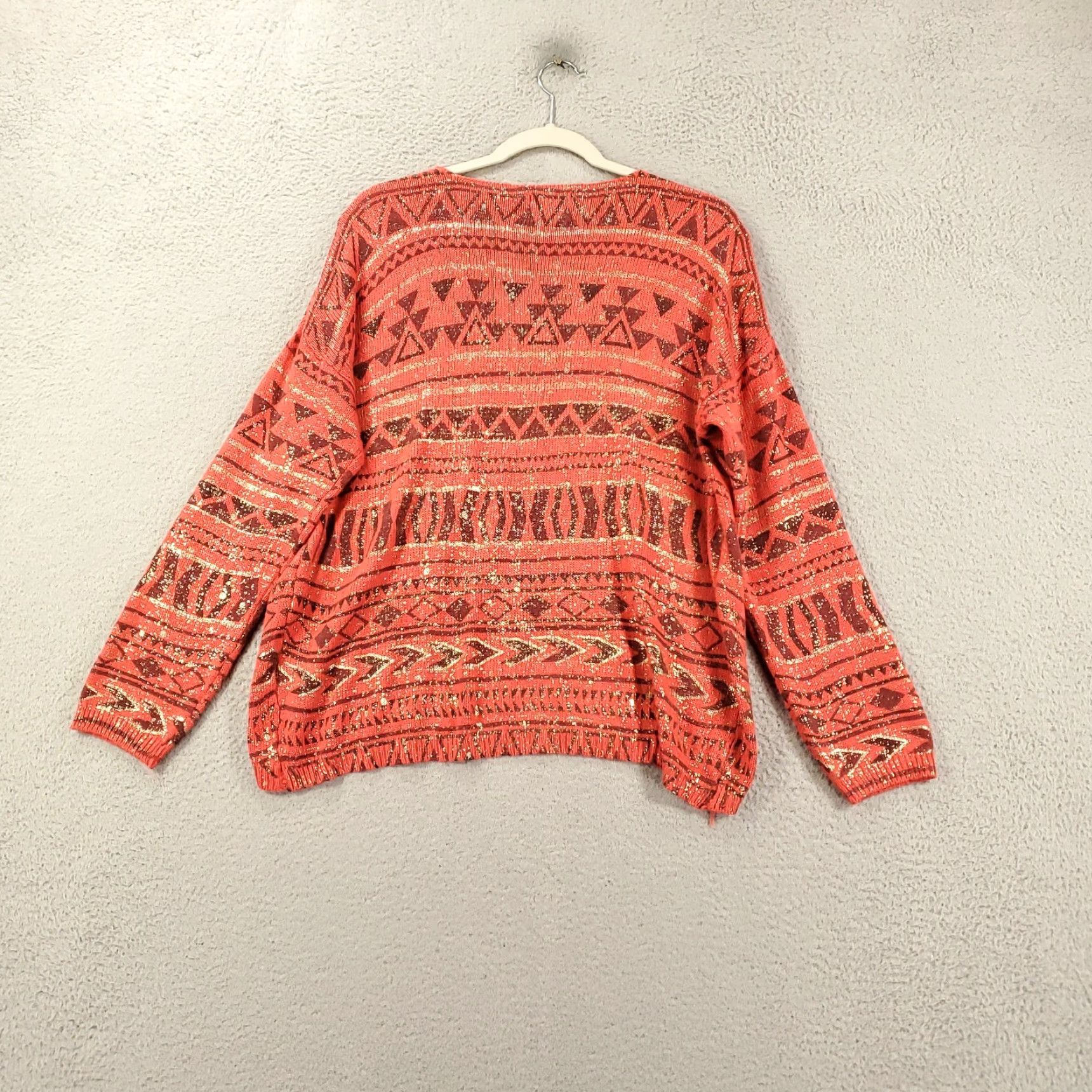 Vintage **Angie Geometric Sweater Women Large Orange Knit** User: Angie Geometric Sweater Women Large Orange Knit Size L / US 10 / IT 46 - 3 Thumbnail