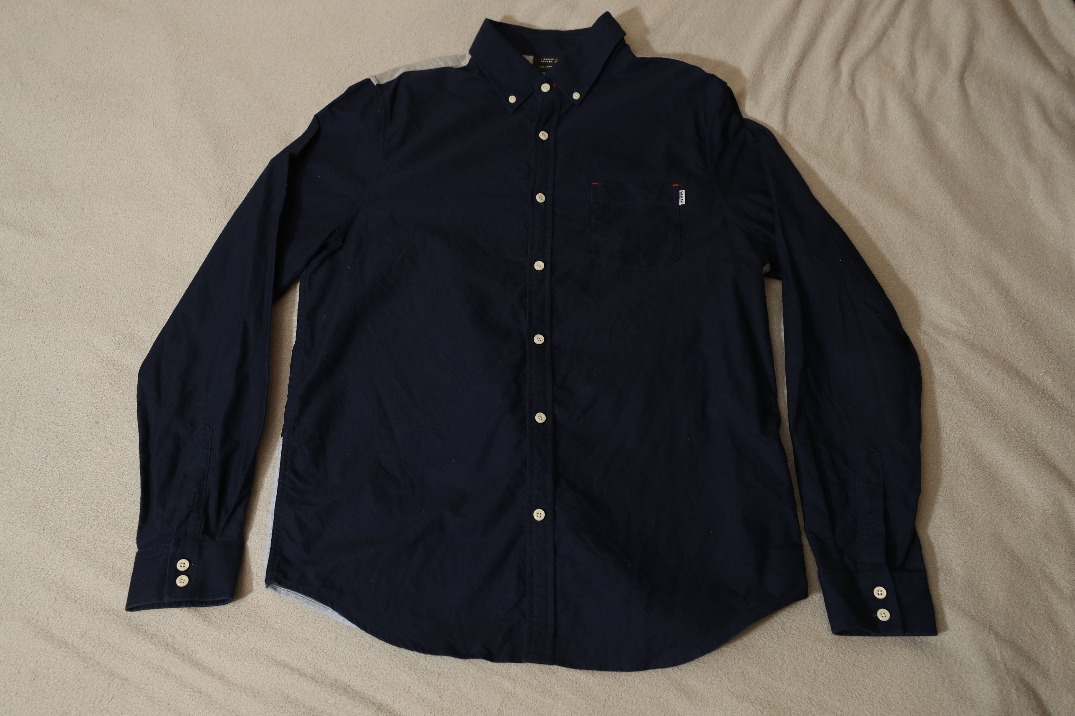 Jiberish Jiberish Navy Blue Gray Colorblock Button Shirt (XXL) Size US XXL / EU 58 / 5 - 3 Thumbnail