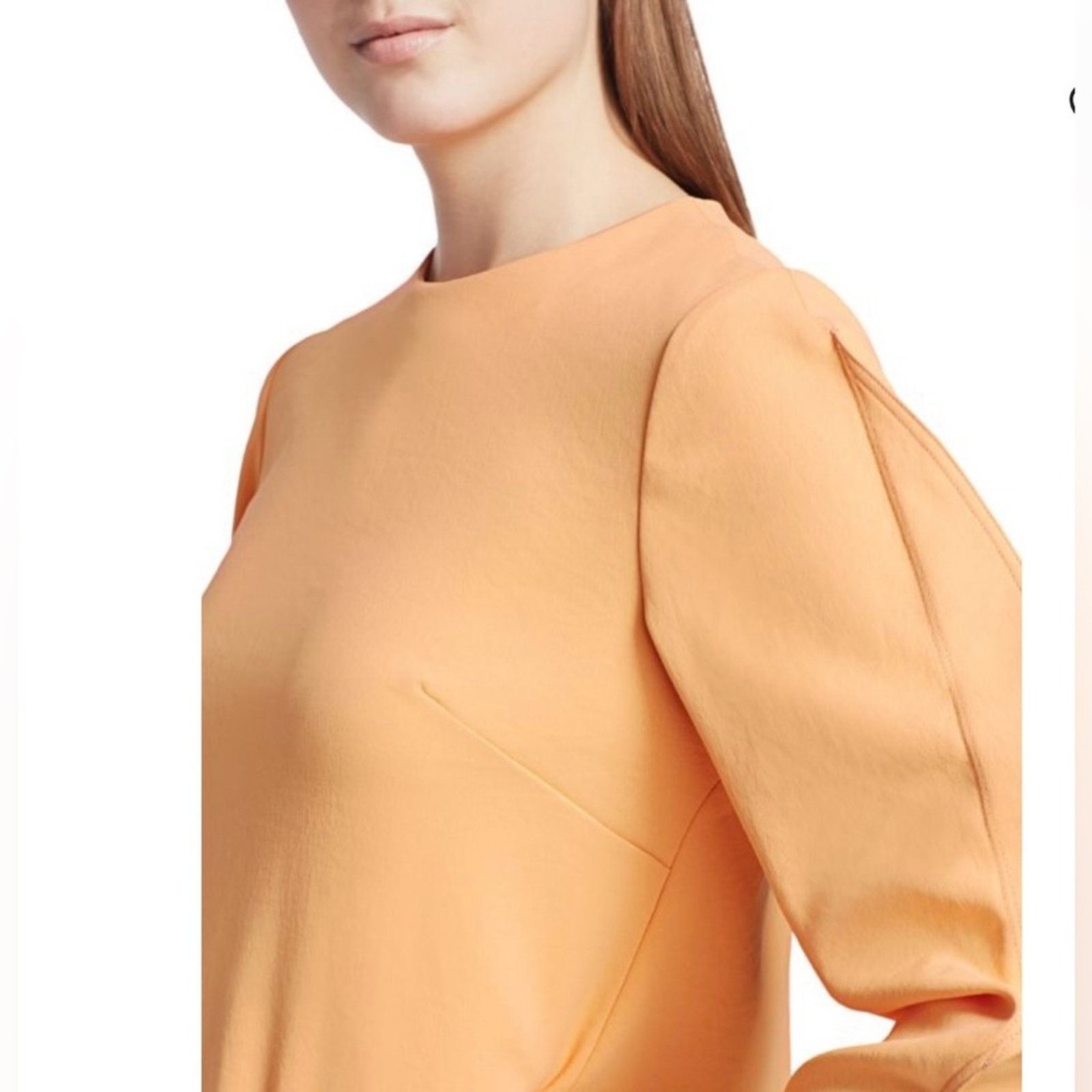 Tibi Tibi Chalky Drqpe Origami-Sleeve Orange Mini Shift Dress 6 Size M / US 6-8 / IT 42-44 - 7 Thumbnail