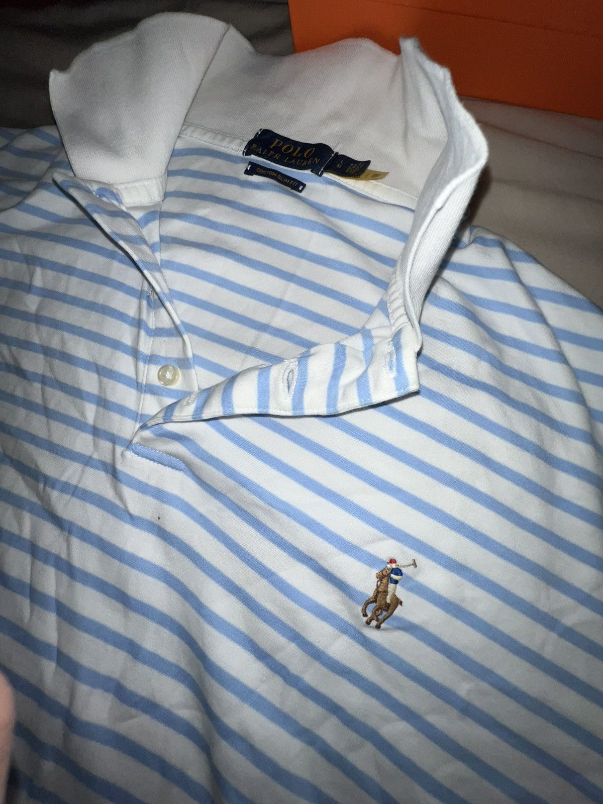 Polo Ralph Lauren Blue and White Striped Ralph Lauren Polo Size US L / EU 52-54 / 3 - 1 Thumbnail
