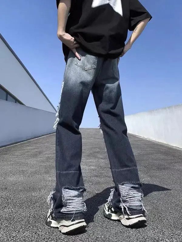 VIBE Retro high street gradient patchwork ripped patch jeans Size US 34 / EU 50 - 3 Thumbnail