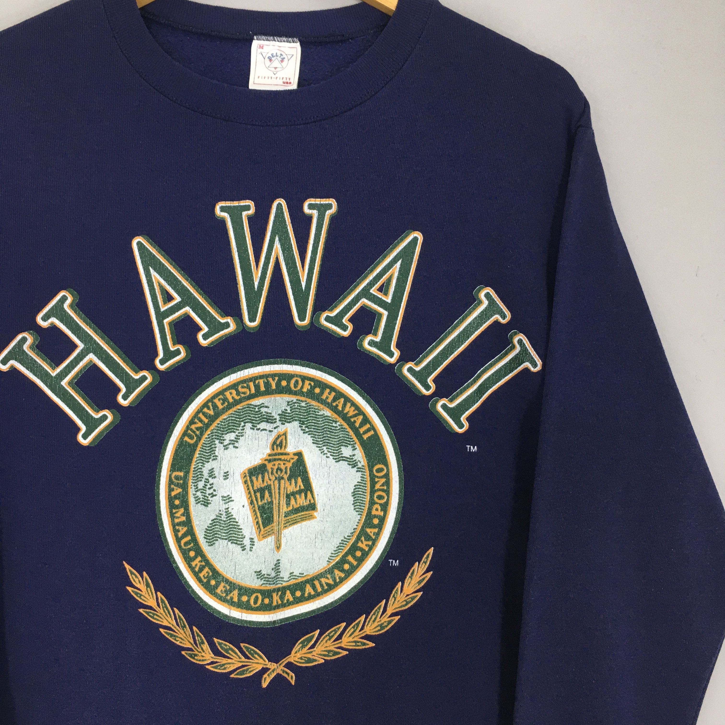 Vintage Vintage 90s University Of Hawaii Blue Sweatshirt Medium Size US M / EU 48-50 / 2 - 2 Thumbnail
