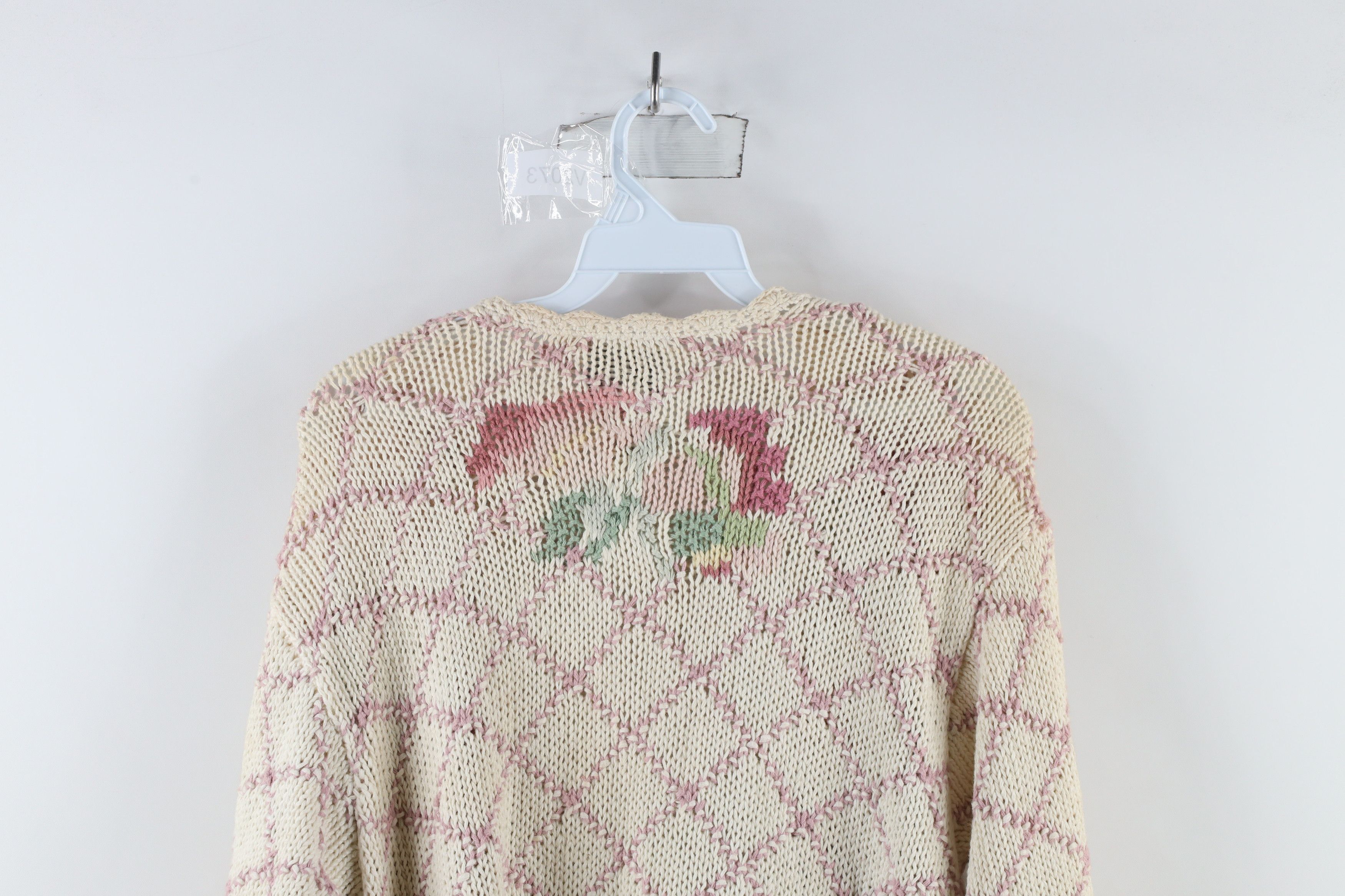 Vintage Vintage 90s Country Primitive Knit Flower Cardigan Sweater Size M / US 6-8 / IT 42-44 - 11 Thumbnail