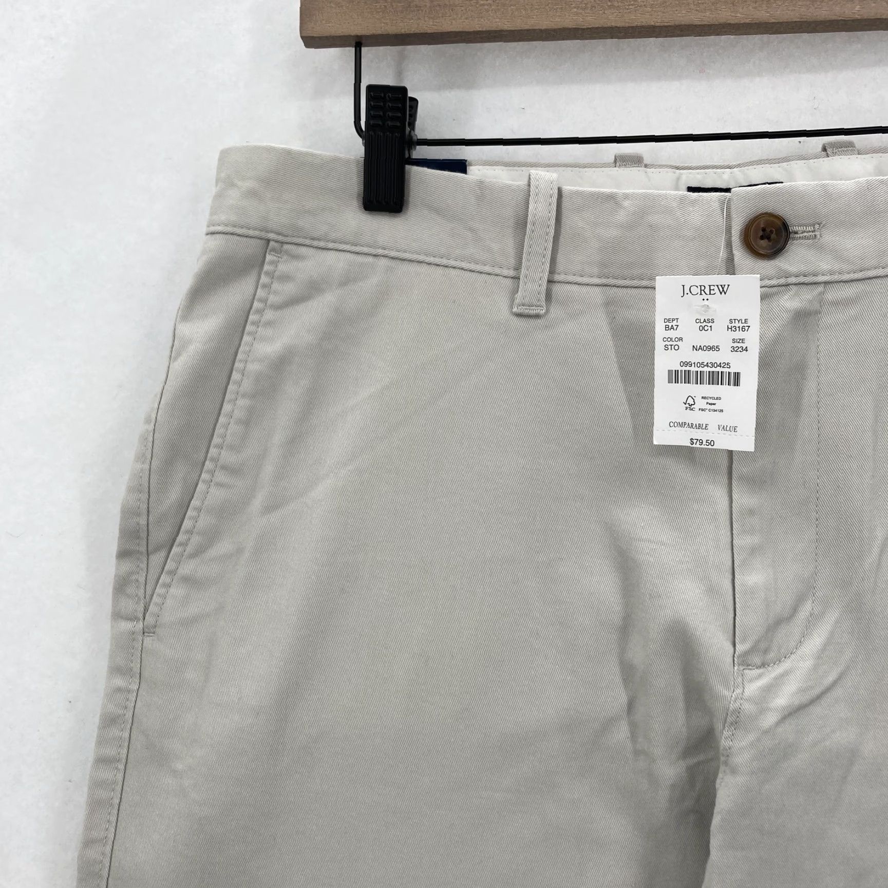 J.Crew J.Crew Chino Pants Mens 32x34 Gray Stone Flex Slim Stretch Twill Casual Preppy Tapered Pockets Zip Front Size US 32 / EU 48 - 3 Thumbnail