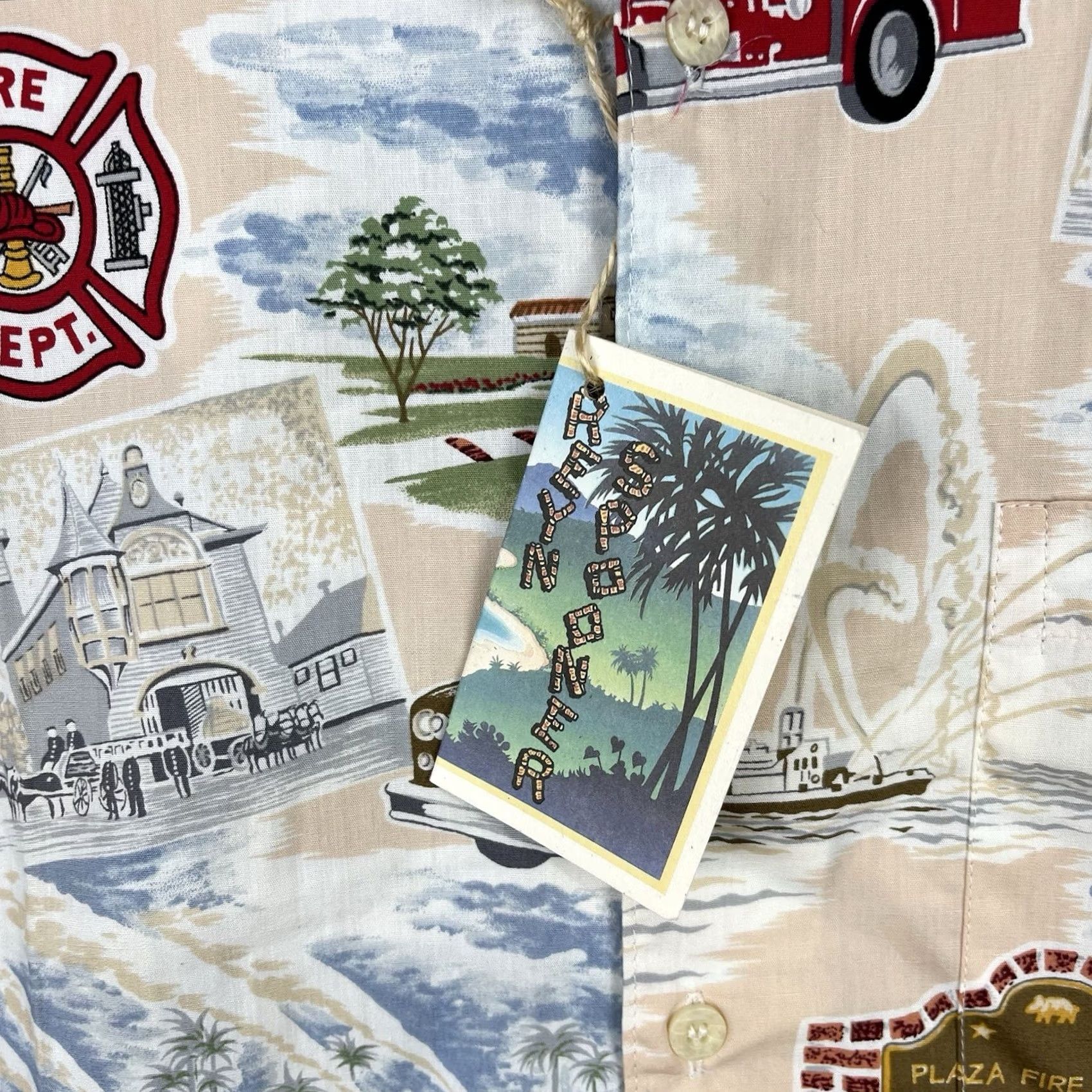 Reyn Spooner Reyn Spooner Shirt Mens Medium Beige Firefighters LAFD Hawaiian Aloha Button Up Size US M / EU 48-50 / 2 - 4 Thumbnail