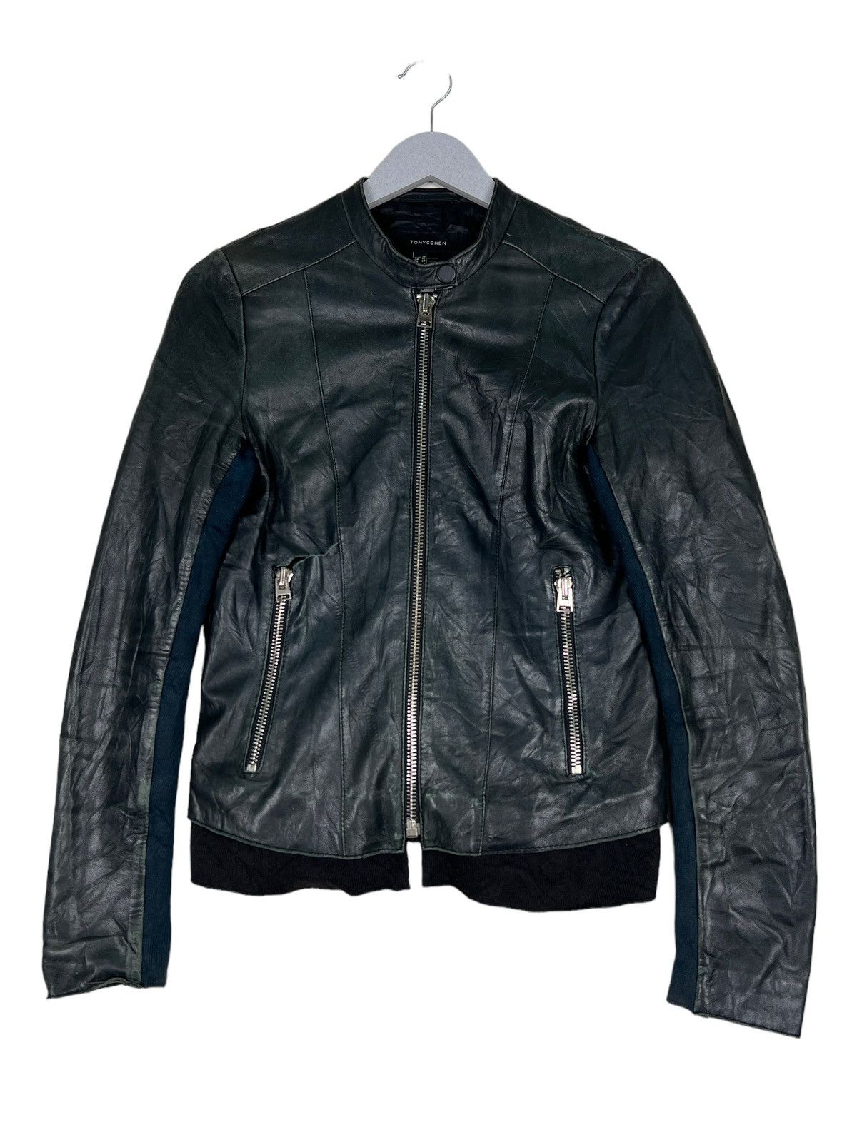 Designer 🔥 TONY COHEN LEATHER MOTO RIDER JACKET Size S / US 4 / IT 40 - 2 Thumbnail