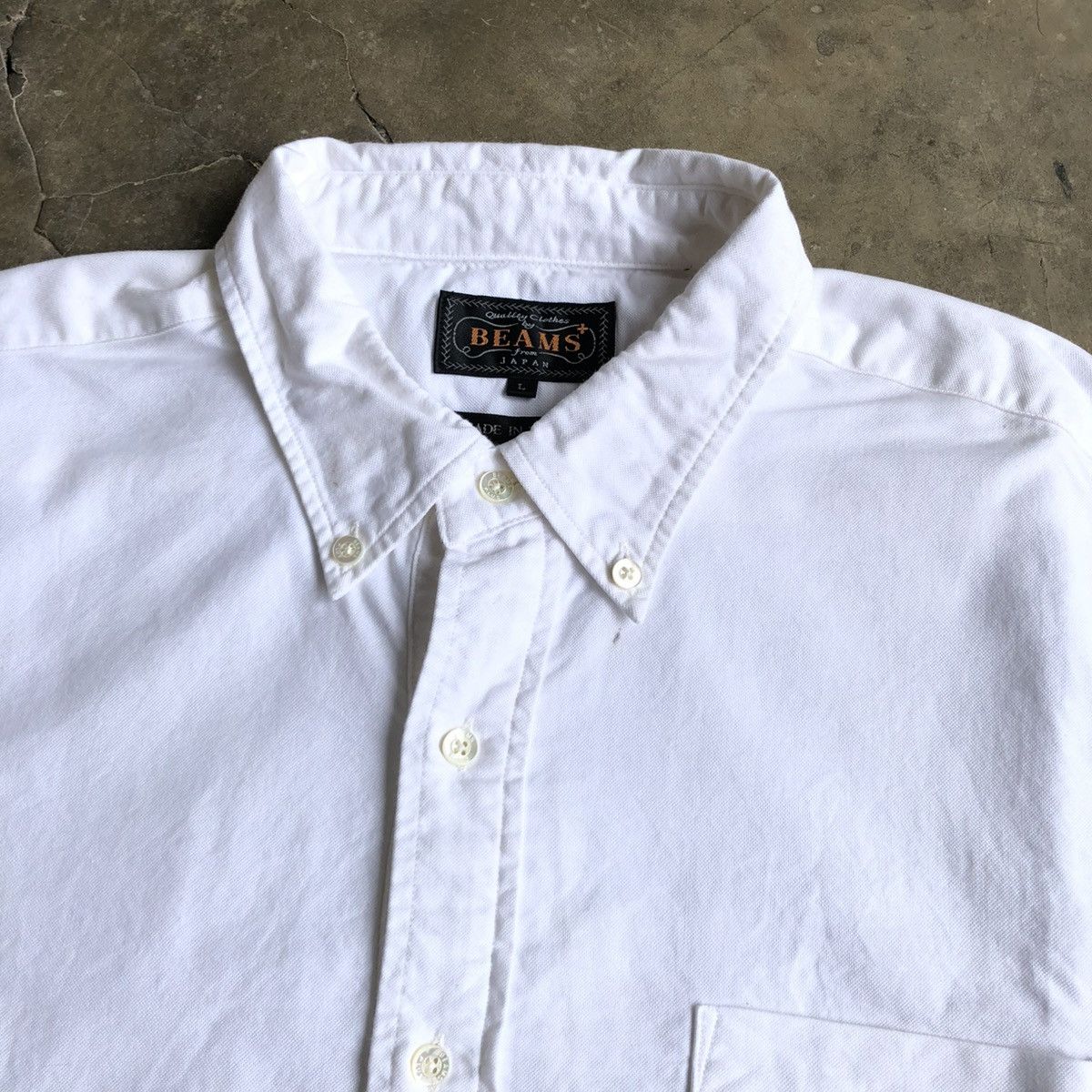Beams Plus 🇯🇵 2000s Beams Plus Japan Oxford Halfbutton Shirt White Size US L / EU 52-54 / 3 - 6 Thumbnail