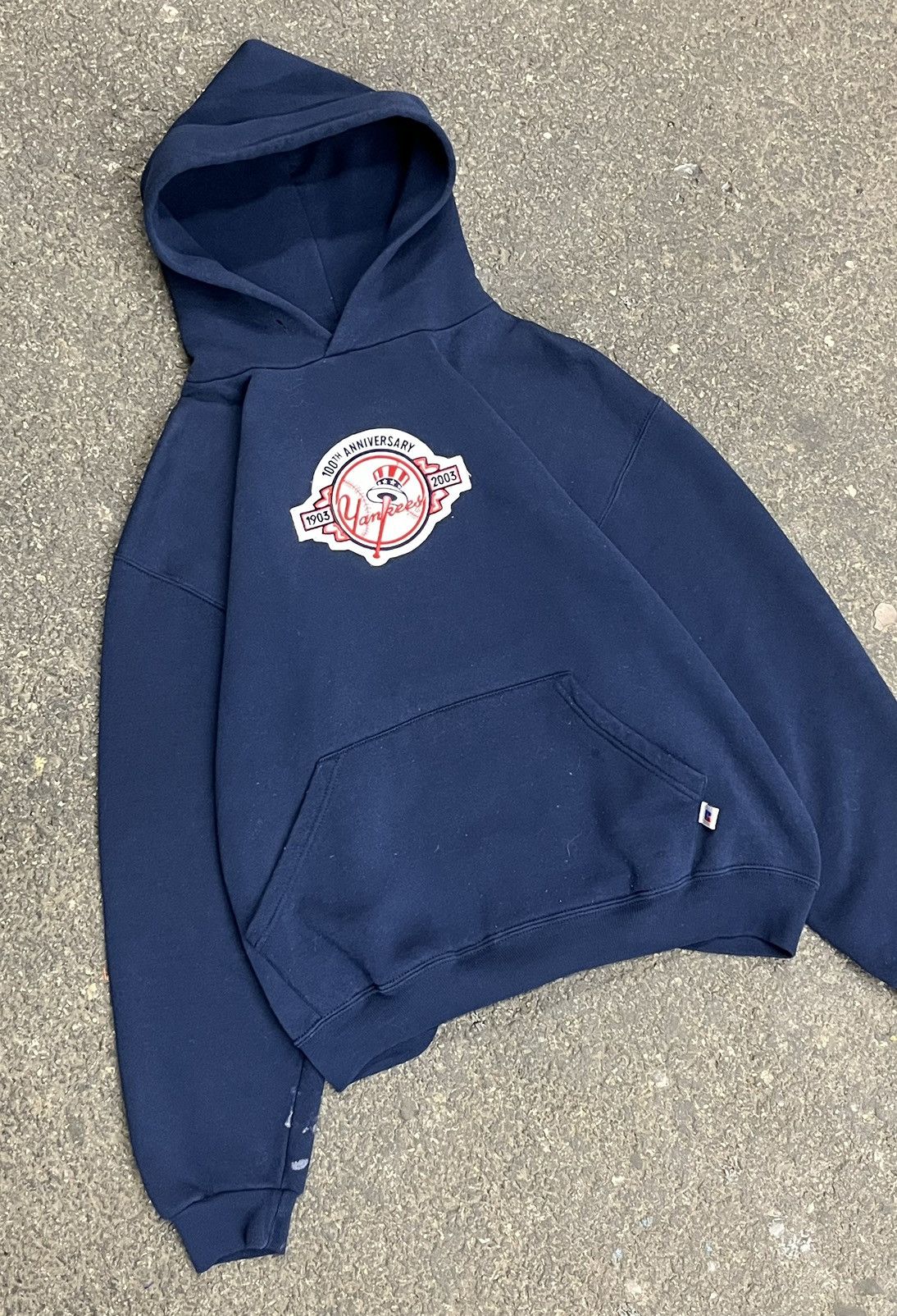 Russell Athletic × Vintage Russell athletic NY Yankees boxy fit hoodie rare y2k hype Size US M / EU 48-50 / 2 - 2 Thumbnail