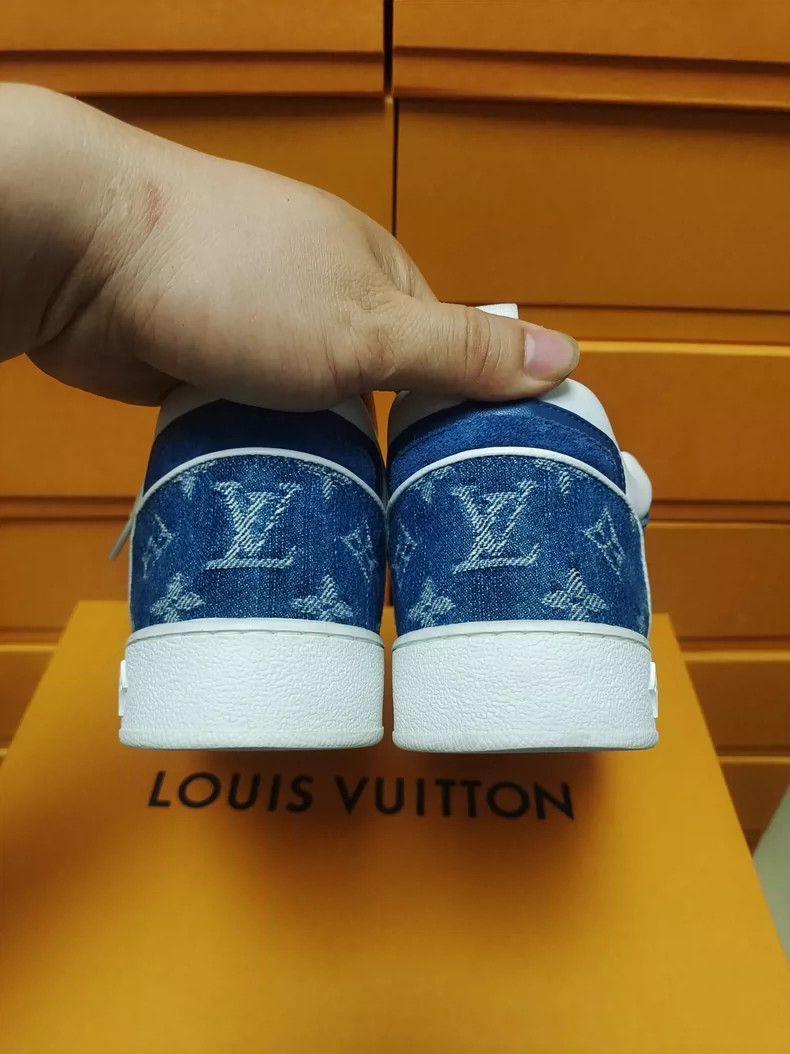Louis Vuitton LV Denim Blue Lace-Up Sneakers for Women-2507 Size US 6 / IT 36 - 8 Thumbnail