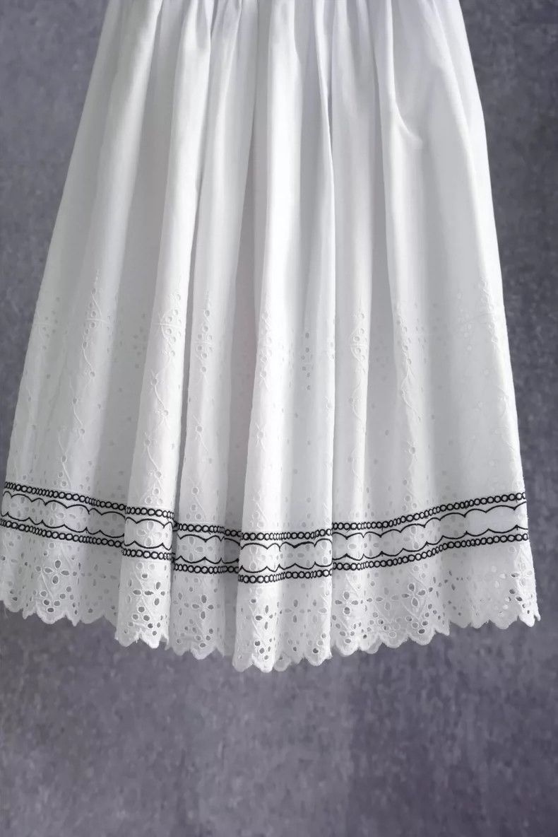 Comme des Garcons Comme des Garcons size S White openwork embroidered skirt Size 23" - 6 Thumbnail