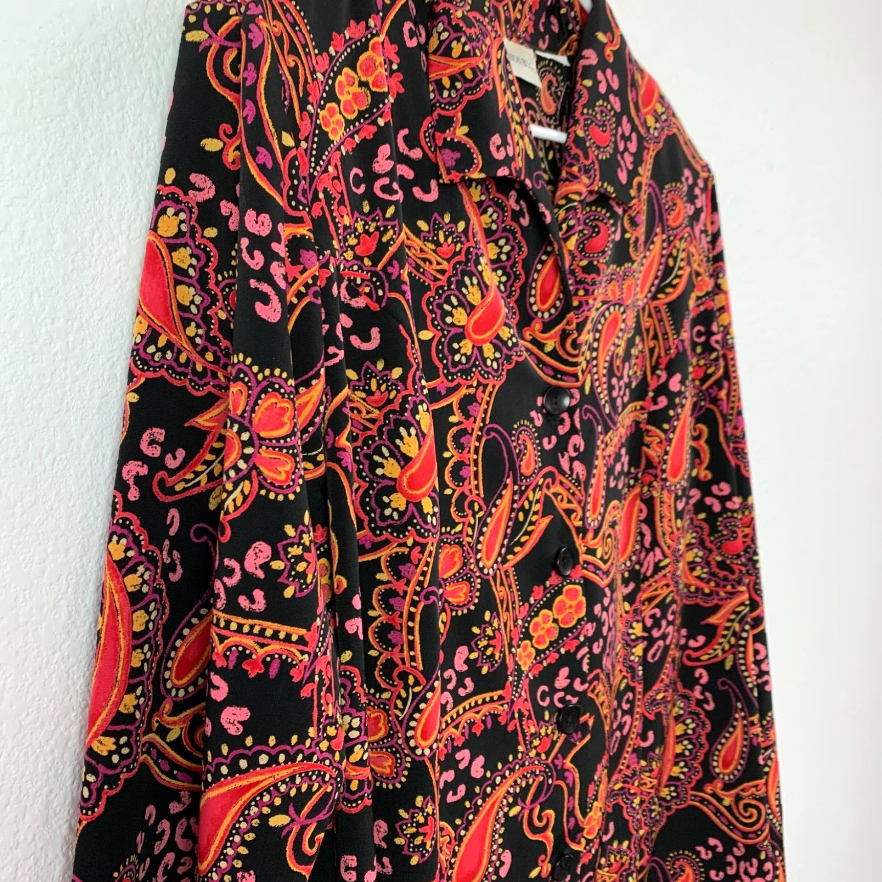Vintage VINTAGE Fashion Bug Paisley Floral Shirt Blouse Womens 1X Black Long Sleeve Collared Buttoned Boho Size XL / US 12-14 / IT 48-50 - 4 Thumbnail