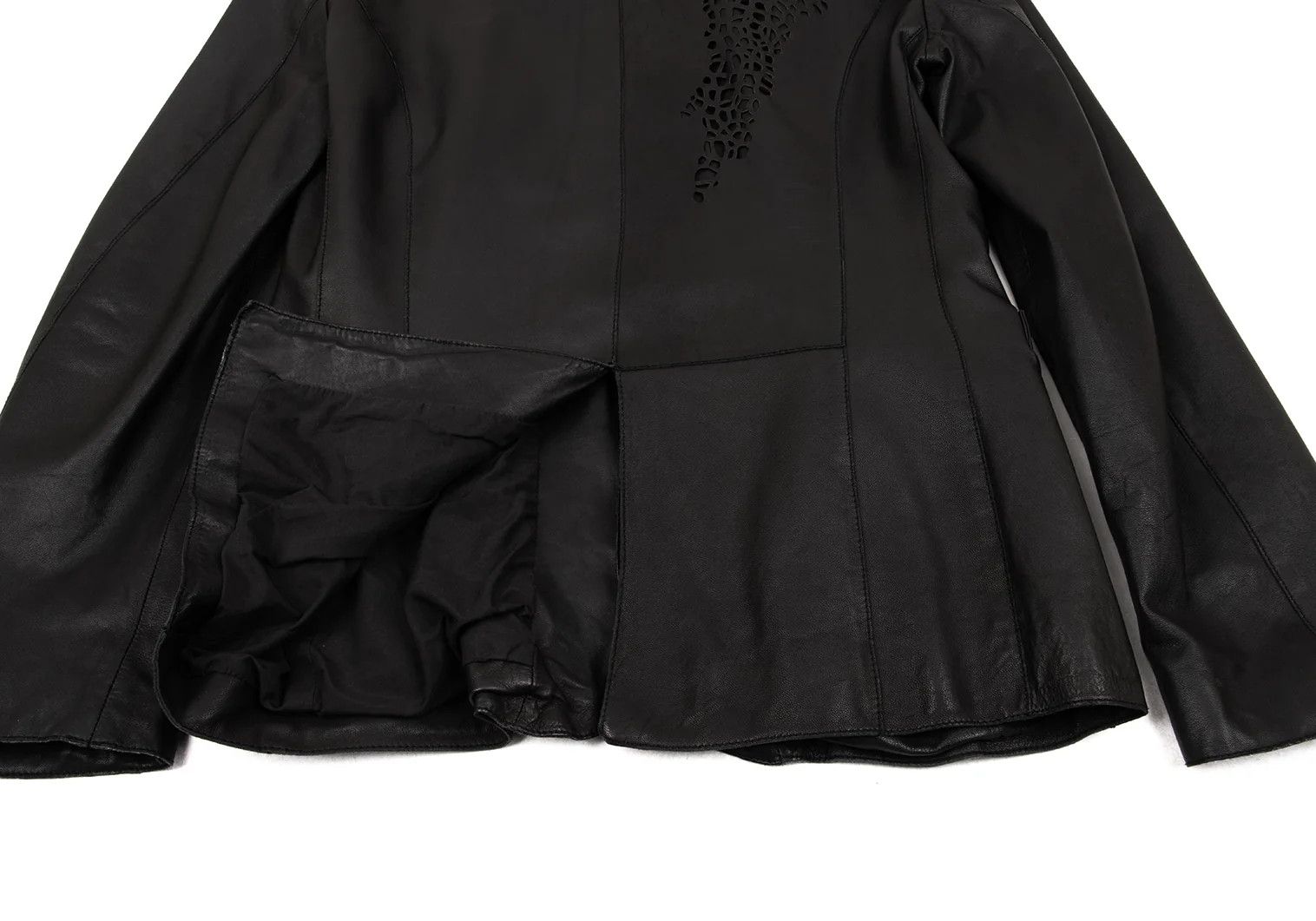 Emporio Armani Back Cutwork Design Leather Tailored Jacket Black 46 Size US S / EU 44-46 / 1 - 14 Thumbnail