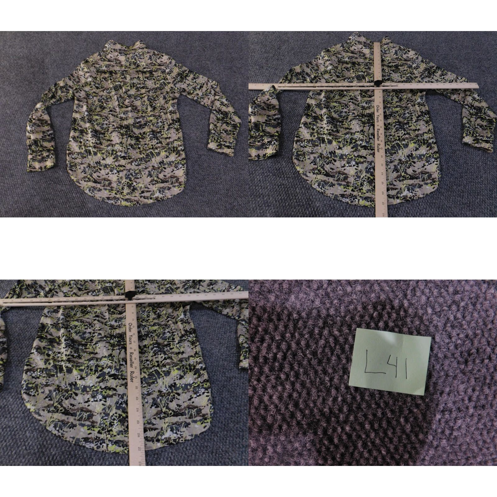 Ann Taylor VINTAGE Ann Taylor Shirt Womens Small Gray Green Abstract Print Button Front Long Sleeve Size S / US 4 / IT 40 - 9 Thumbnail