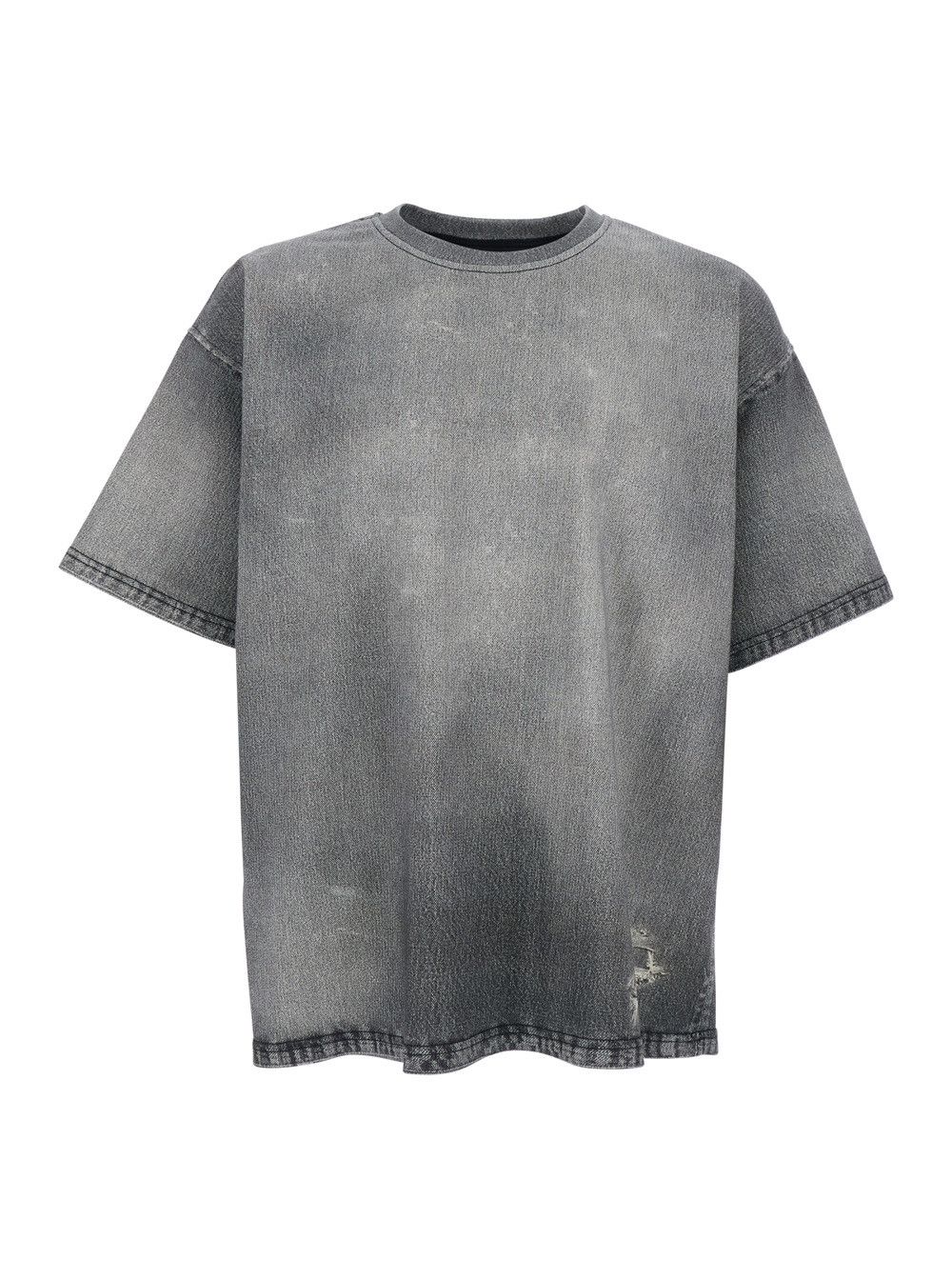 Diesel Grey Crew Neck T-Shirt with Dropped Shoulders and Faded Effect in Cotton Man Size US S / EU 44-46 / 1 - 1 Thumbnail