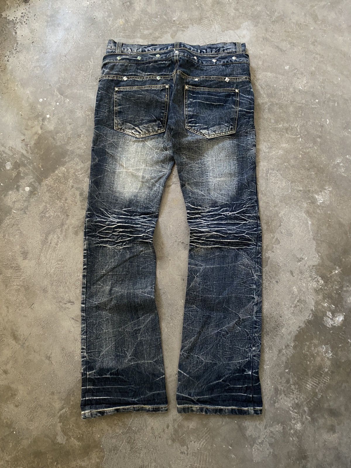 Japanese Brand Black Baccara - Studded Double Waist Clawmark Flare Denim Size US 32 / EU 48 - 12 Thumbnail