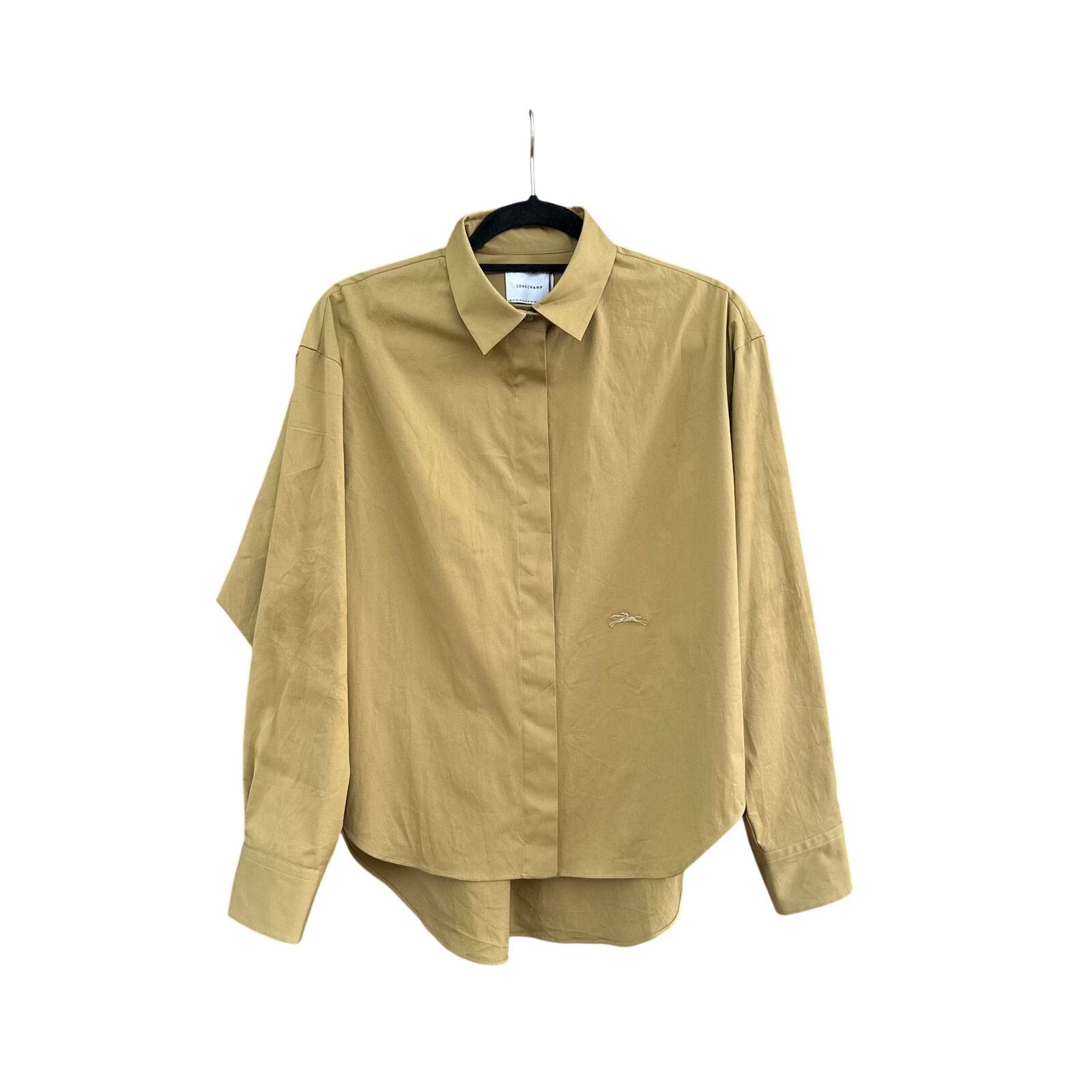 Longchamp Popelin Blouse Shirt in Olive