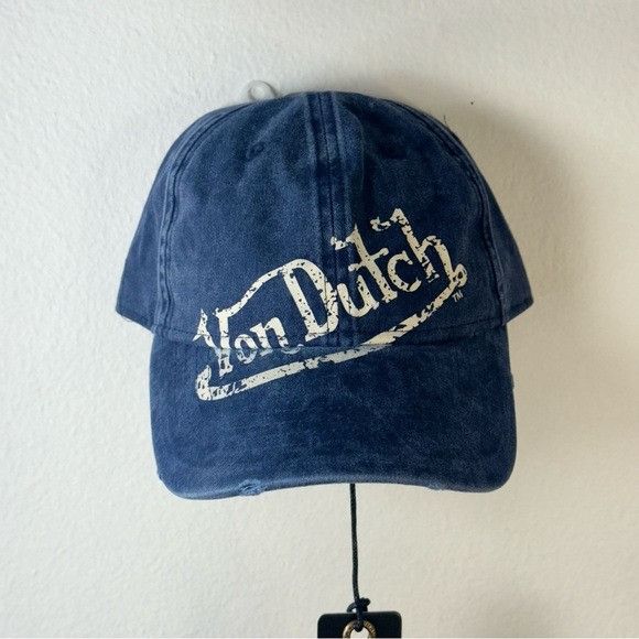 Designer × Von Dutch NWT VON DUTCH NAVY DISTRESSED DAD HAT Size ONE SIZE - 2 Thumbnail