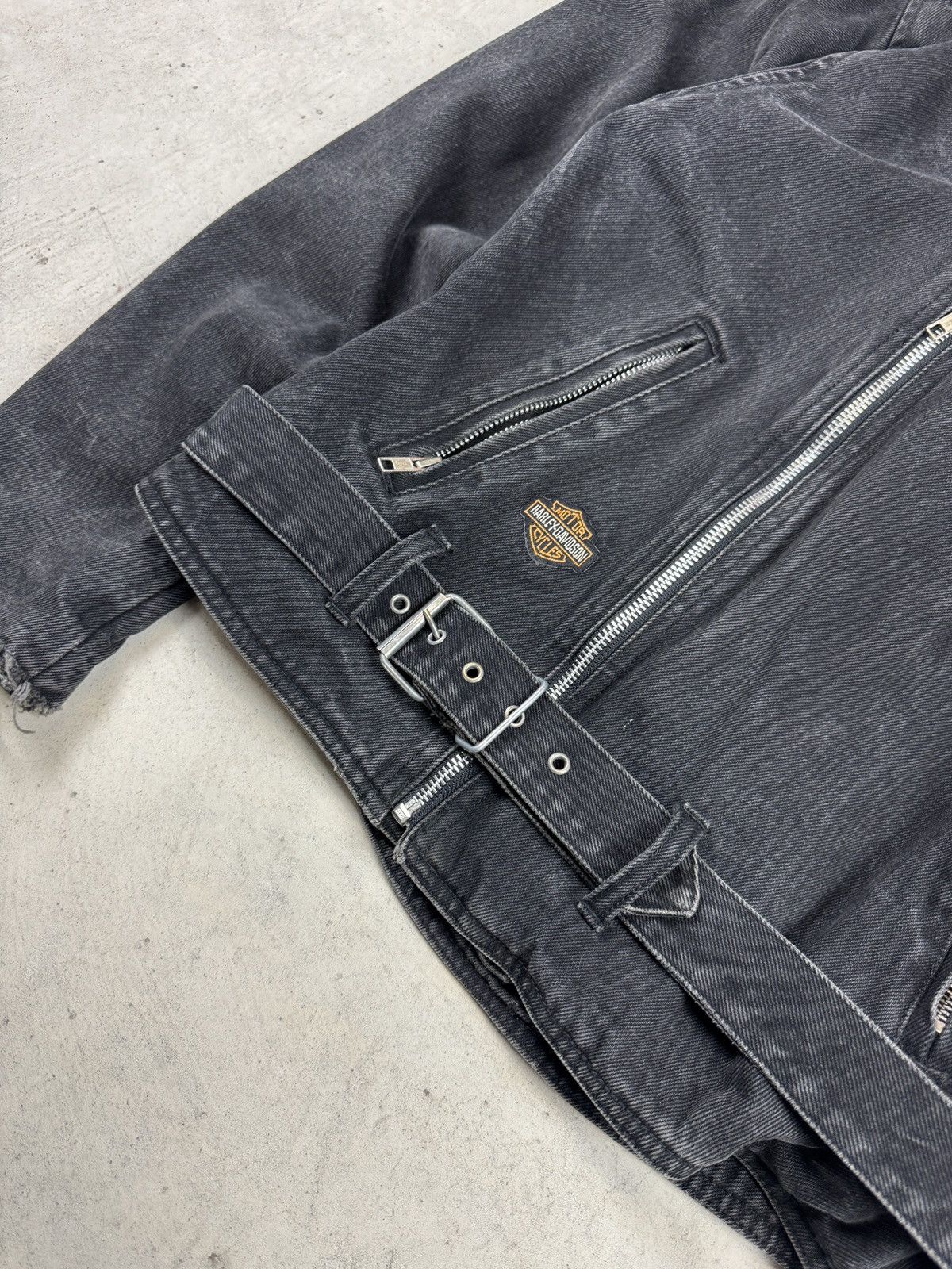 Harley Davidson × Vintage 1990’s Harley Davidson Black Denim Riding Jacket Size US M / EU 48-50 / 2 - 2 Thumbnail