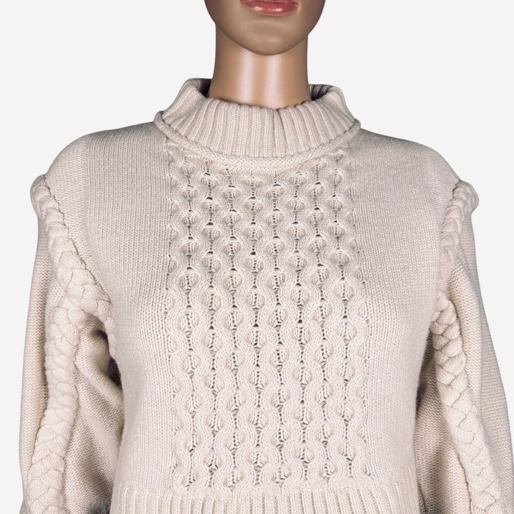 Zara New Zara Crop Wool Blend Cable Knit Ecru 4219/100 Sweater S Size S / US 4 / IT 40 - 9 Thumbnail