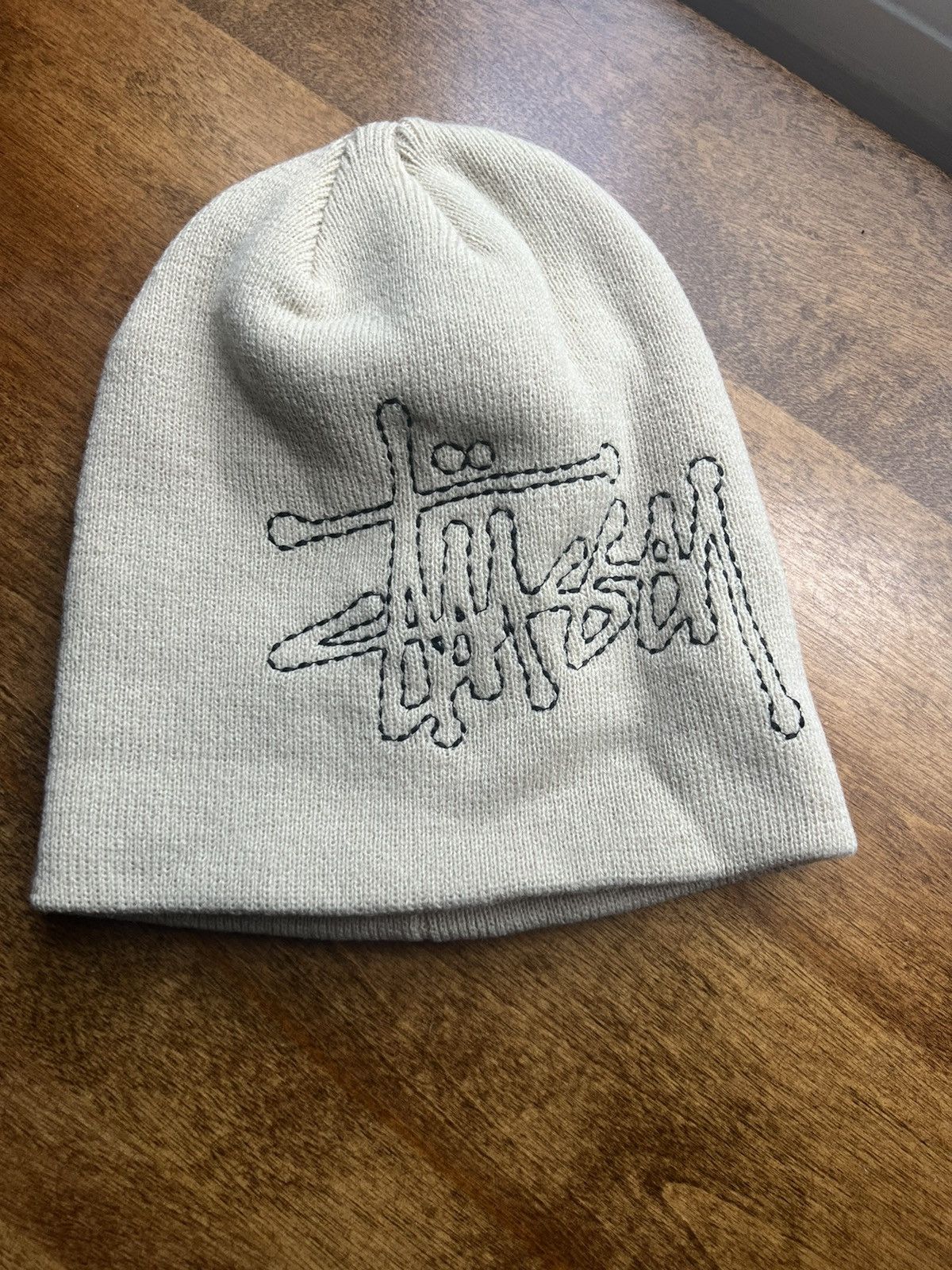 Pre-owned Stussy X Vintage Stussy Basic Logo Stitch Skullcap Beanie Tan Sand