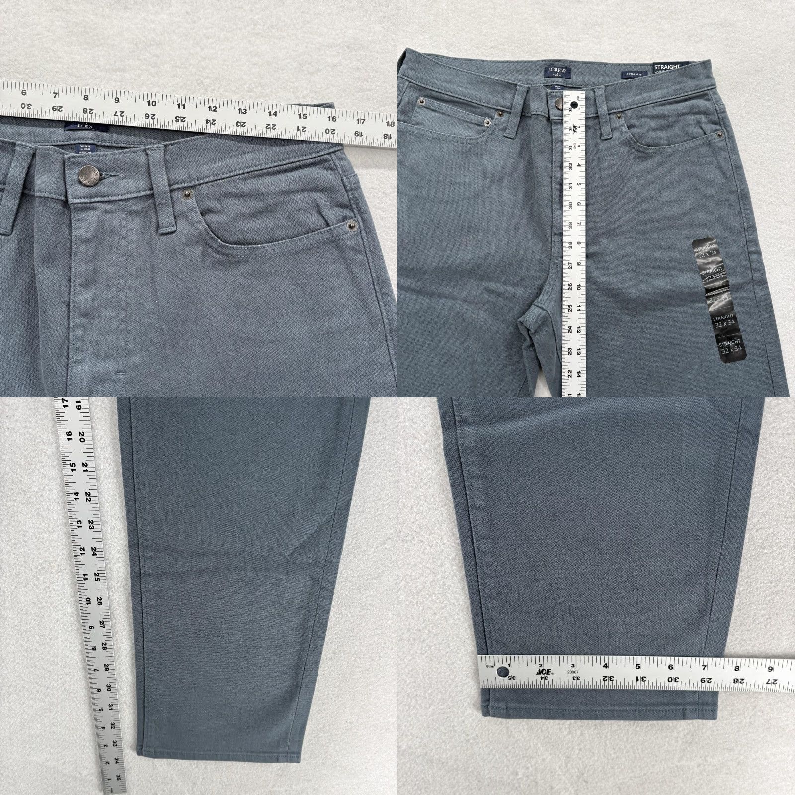 J.Crew J.CREW Straight Jeans Mens 32x34 Gray Denim 5-Pocket Cotton Polyester Stretch Garment Dye Jeans Size US 32 / EU 48 - 8 Thumbnail