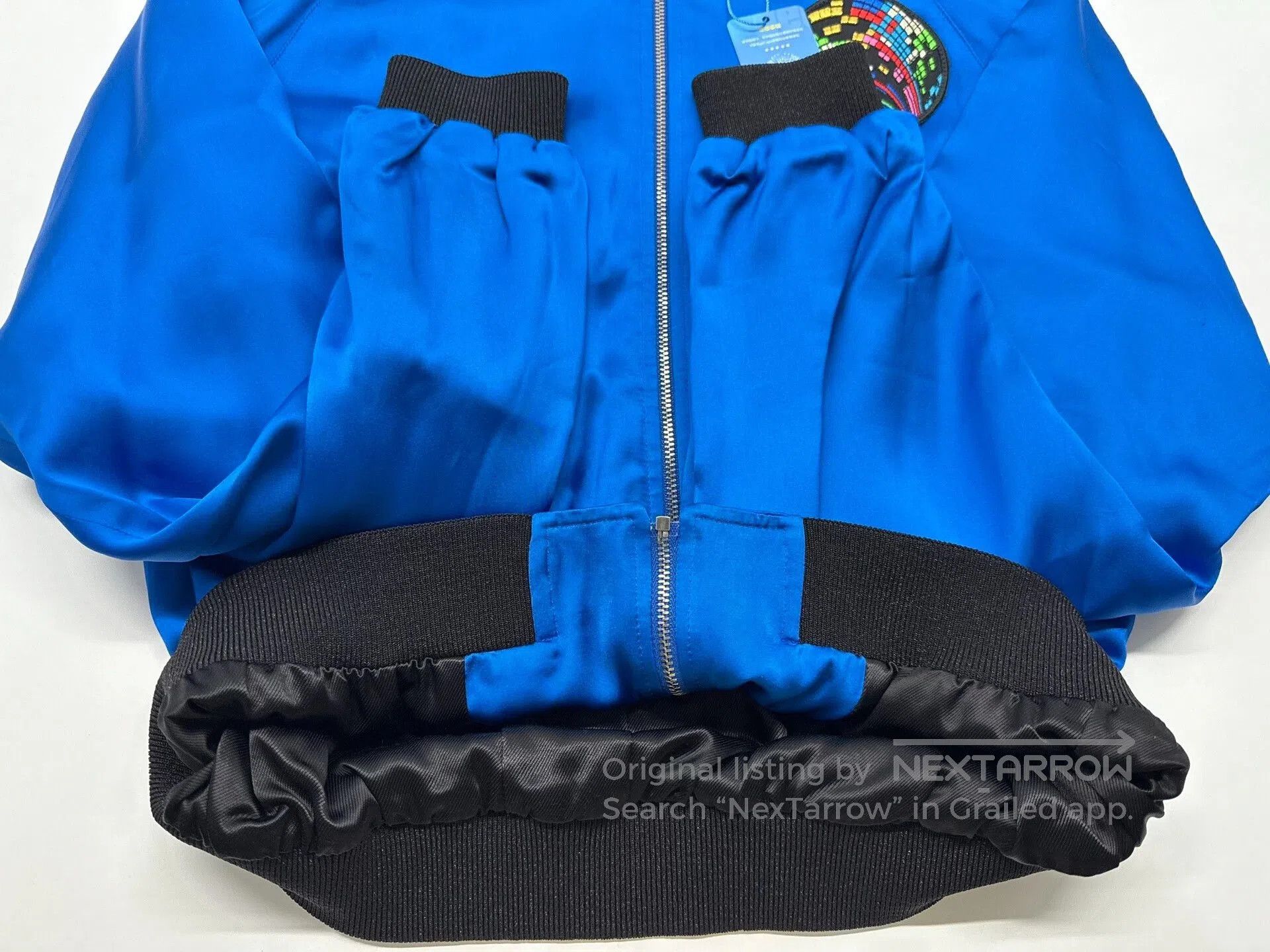 Saint Laurent Paris Saint Laurent Blue Silk Bomber Jacket. Size L / US 10 / IT 46 - 5 Thumbnail