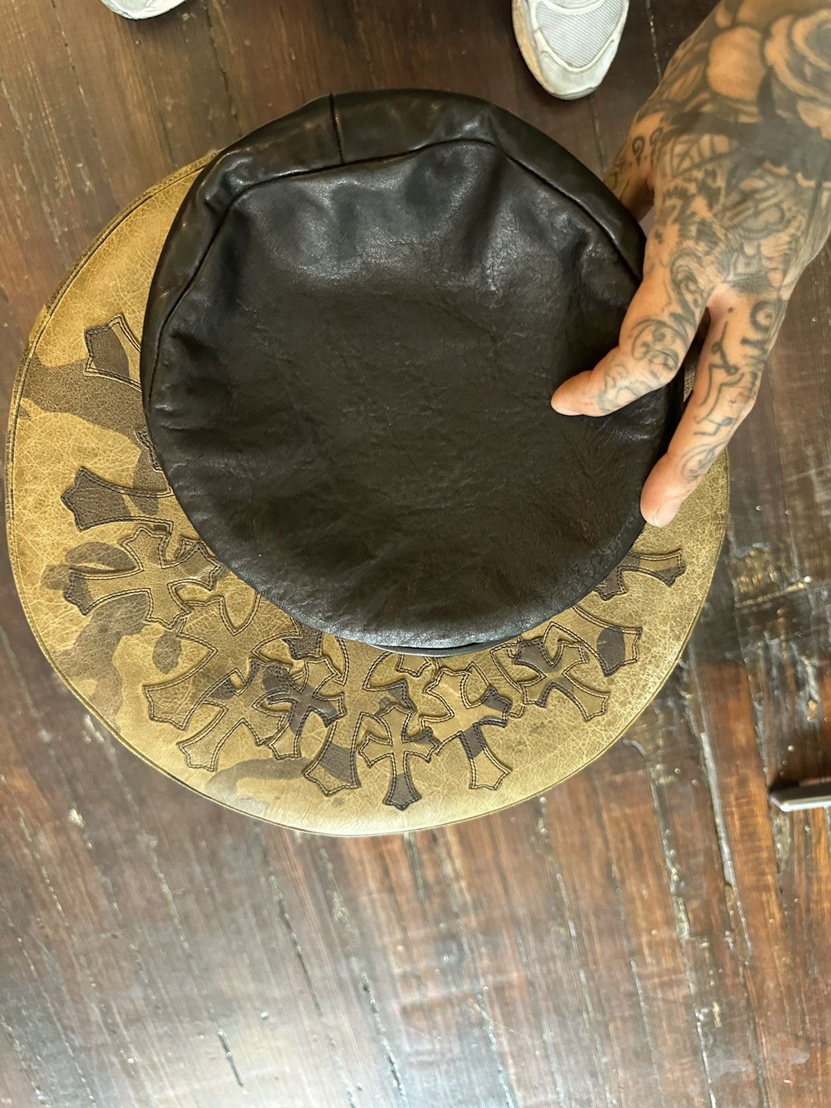 Chrome Hearts Chrome Hearts PERFECT NEW Black Leather Sailor Hat Size ONE SIZE - 7 Thumbnail