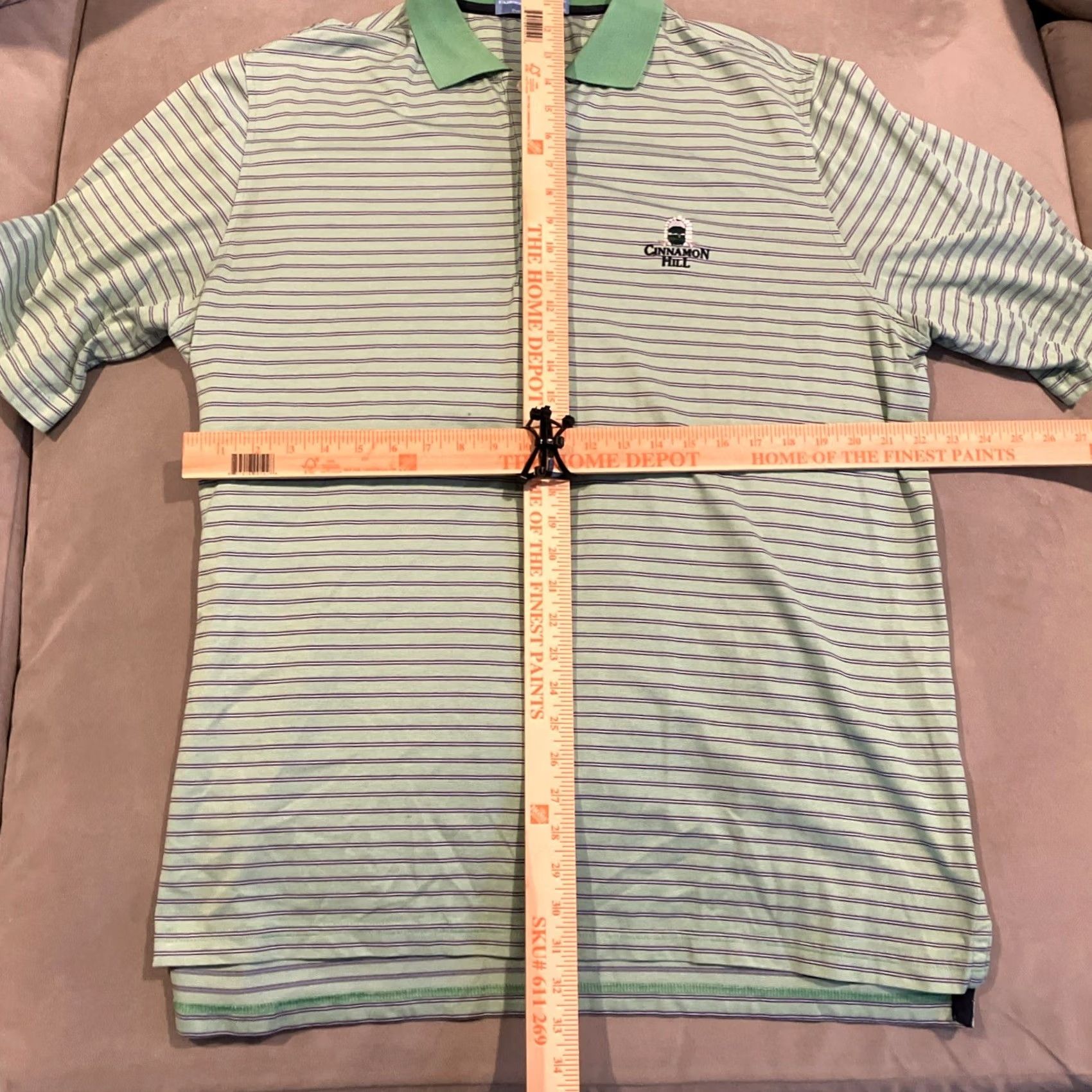 Vintage Fairway & Greene Polo Shirt Men XL Green Striped Collared Button Short Sleeve Logo Golf Cinnamon Hill Jamaica Size US XL / EU 56 / 4 - 4 Thumbnail