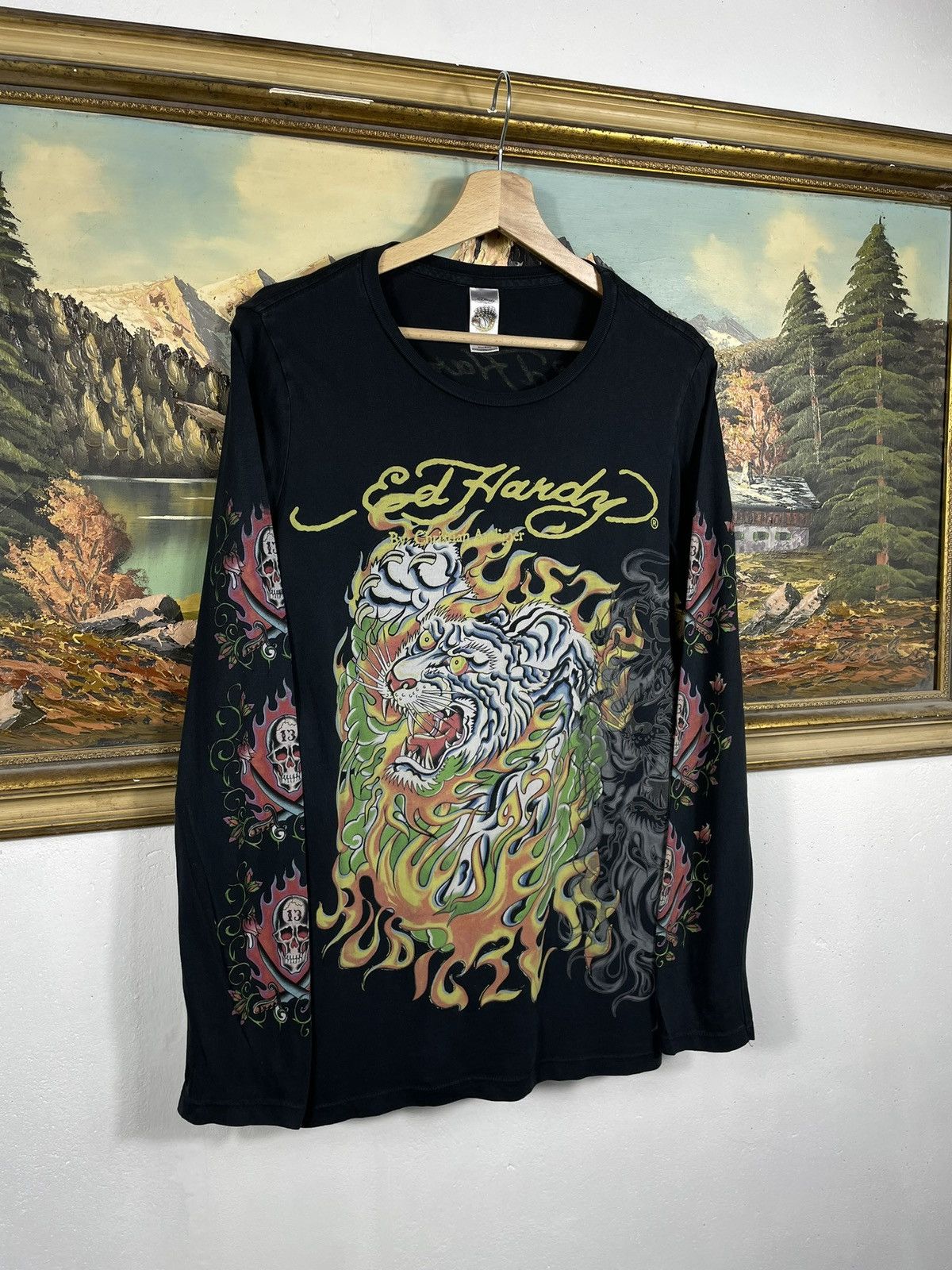 Christian Audigier × Ed Hardy × Vintage Ed Hardy Retro 00s LS Hiphop Rap Swag Drip Affliction Grunge Size US XS / EU 42 / 0 - 4 Thumbnail