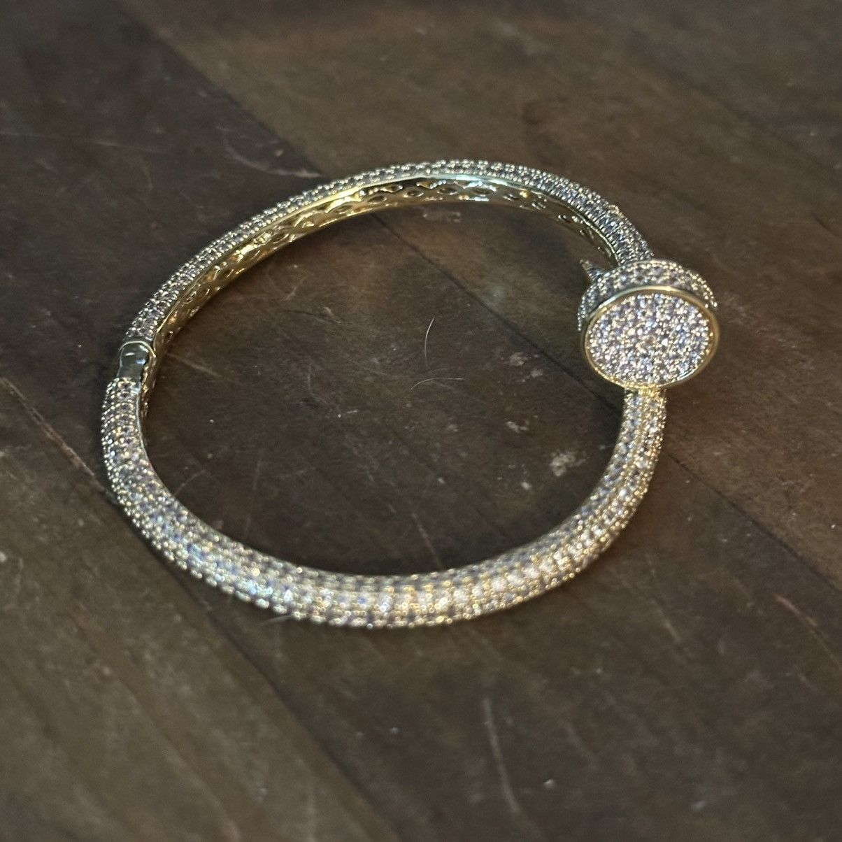Other Gold tone paved wrapped nail bangle bracelet Size ONE SIZE - 8 Thumbnail