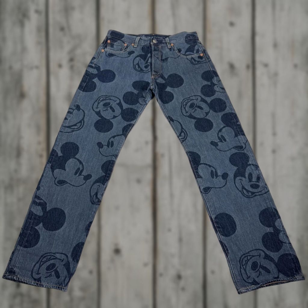 Levi's VINTAGE Levi's 501 Jeans Mascot Mickey Mouse Denim Button Fly Mens 30x30 Blue Disney Comic Cartoon 90s Mens Size US 30 / EU 46 - 1 Thumbnail