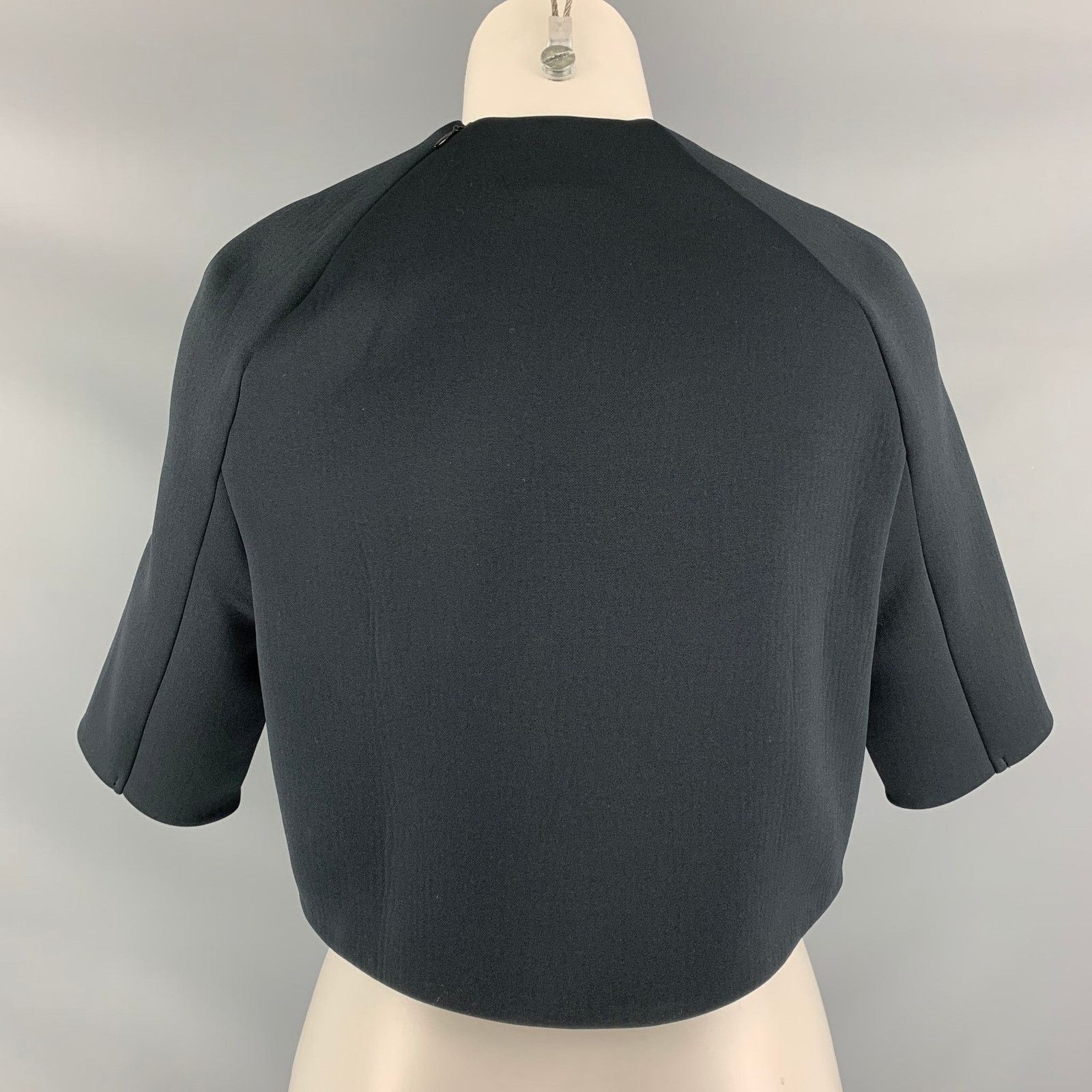 3.1 Phillip Lim 0 Black Polyester Rhinestones Short Sleeve Dress Top Size XS / US 0-2 / IT 36-38 - 4 Thumbnail