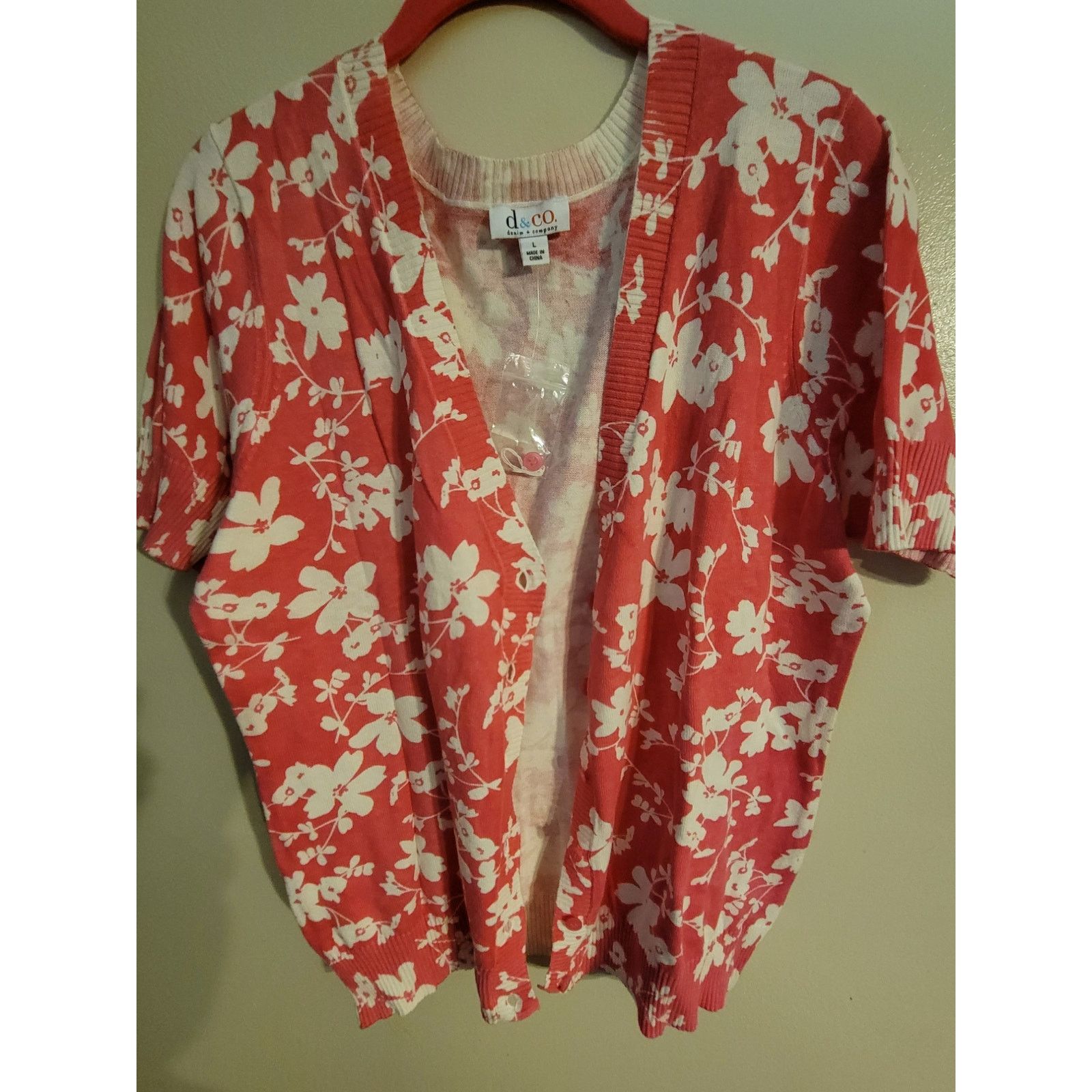 Denim & Co. Denim & Company Pink Flowered Cardigan L Size L / US 10 / IT 46 - 7 Thumbnail