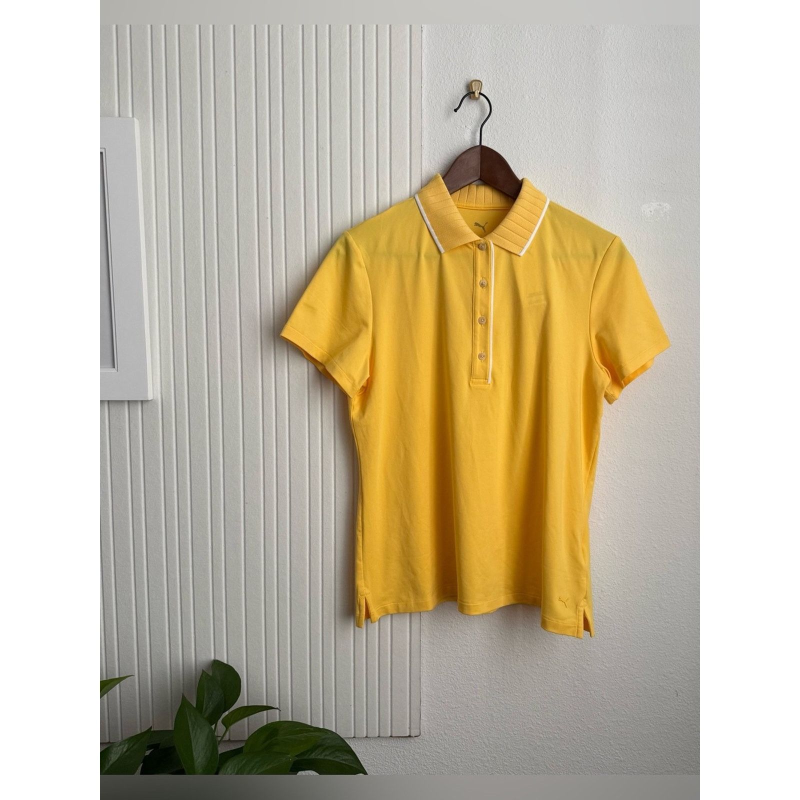 Puma PUMA CLOUDSPUN Yellow Polo with White Trim Collar Size M / US 6-8 / IT 42-44 - 1 Thumbnail