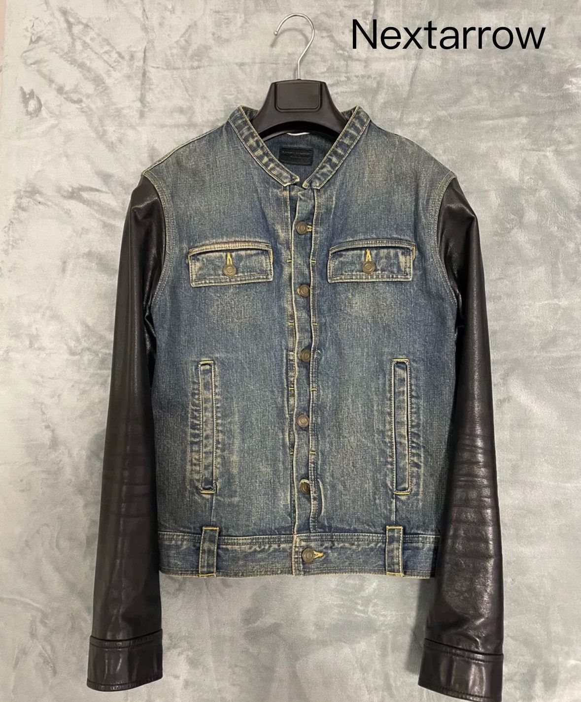 SaintLaurent SLP13 original leather sleeve denim jacket