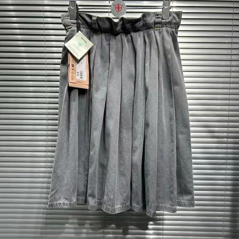 Miu Miu Summer Gray Cotton Embroidered Skirt 0089
