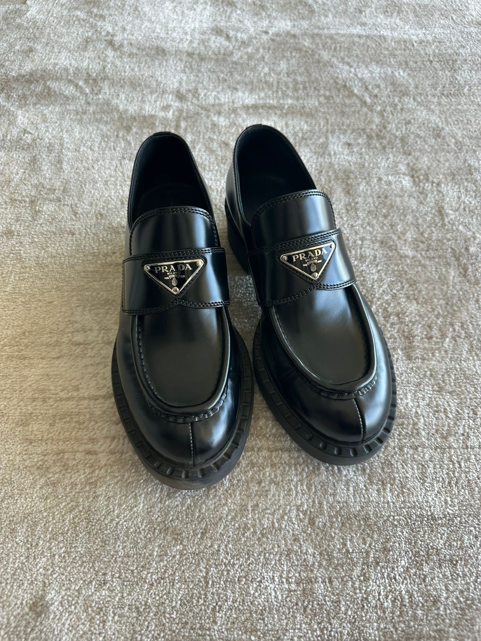 Prada (RRP $1200) Prada Brushed Leather Loafers Size US 7 / IT 37 - 2 Thumbnail