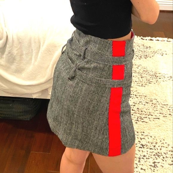 Vacation LF Mags & Pye Plaid Striped Belted Zip-Up Skirt Party Sexy Size 27" / US 4 / IT 40 - 6 Thumbnail