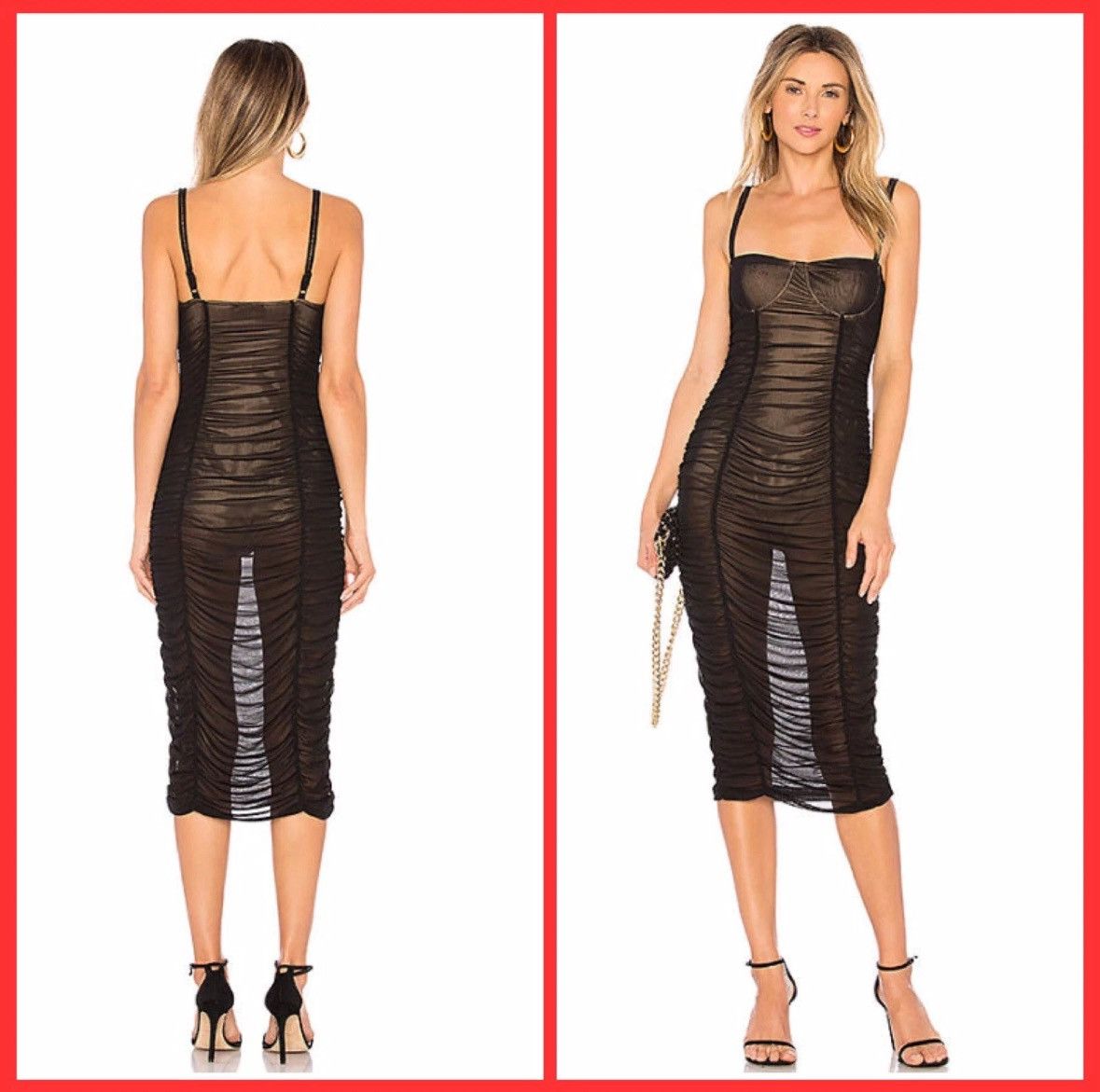 Other MAJORELLE Black Sheer Midi Dress Size Size XXS / US 00 / IT 34 - 3 Thumbnail