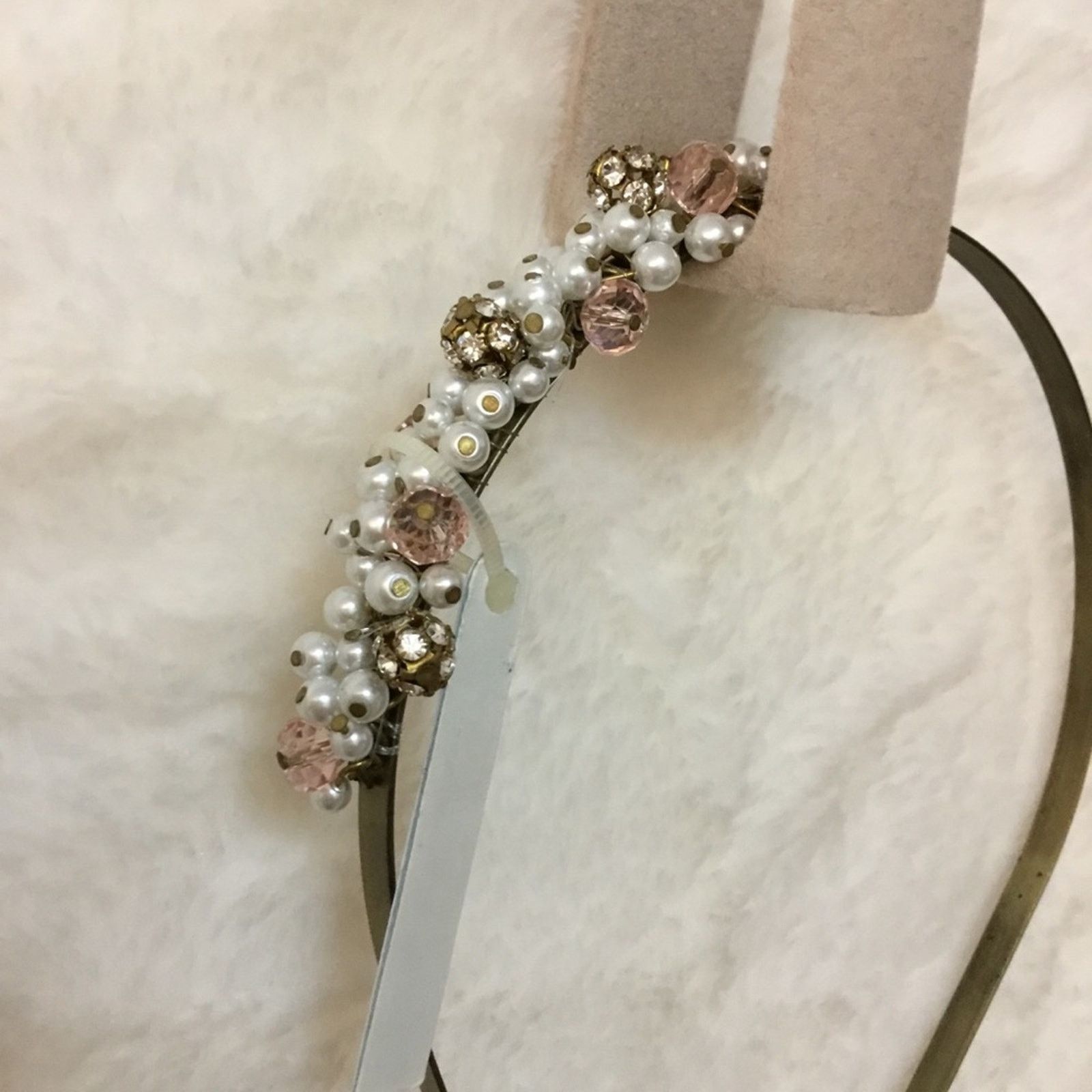 Other Pink & White Beaded Headband Size ONE SIZE - 2 Thumbnail