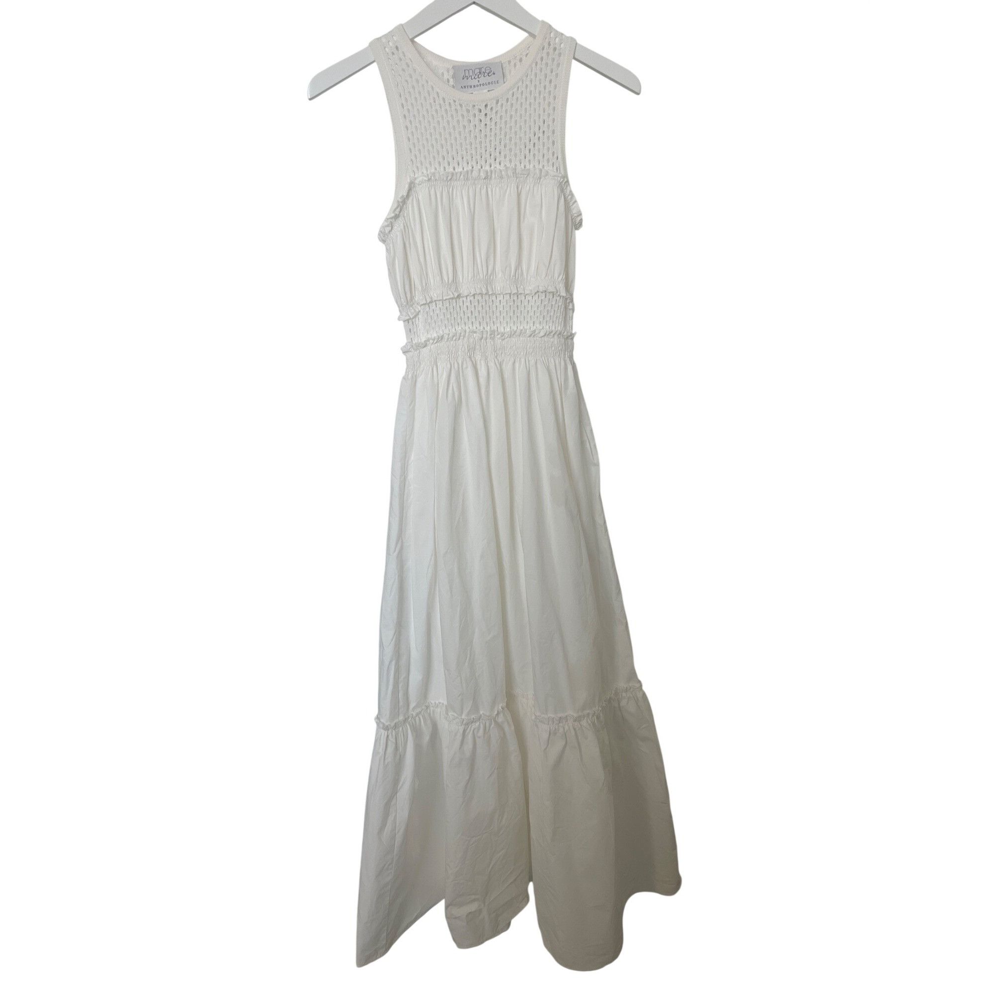 Anthropologie Mare Mare X Anthropologie White Sleeveless Crochet Maxi Dres Size XXS / US 00 / IT 34 - 7 Thumbnail