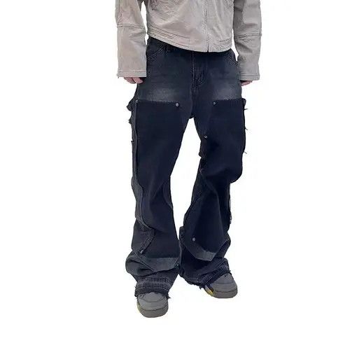 Japanese Brand × Jean Vintage studded fringe lumberjack bootcut jeans Size US 34 / EU 50 - 3 Thumbnail