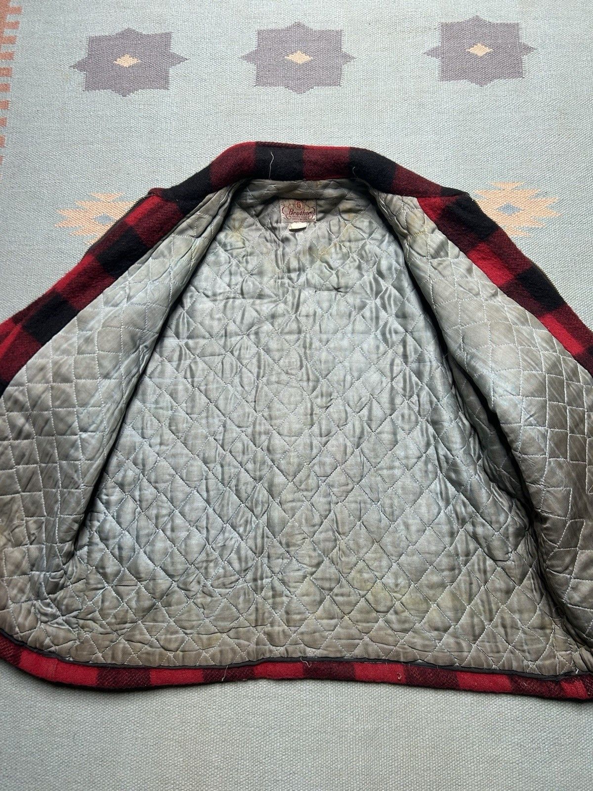 Vintage 1950s 5 brother wool jacket mackinaw buffalo plaid quilted L Size US L / EU 52-54 / 3 - 3 Thumbnail