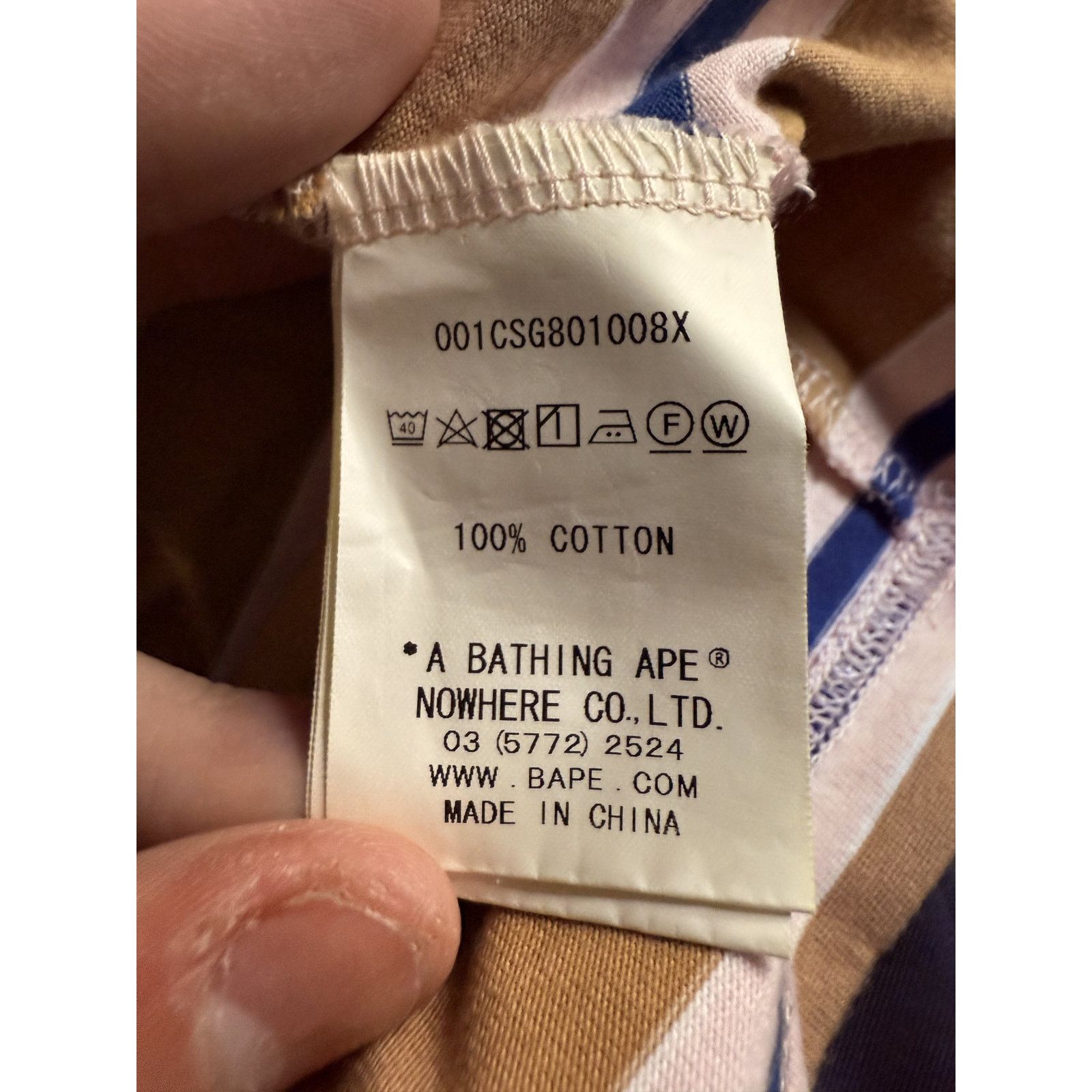 Bape BAPE Striped Tee Tan Multi Used XL Size US XL / EU 56 / 4 - 4 Thumbnail