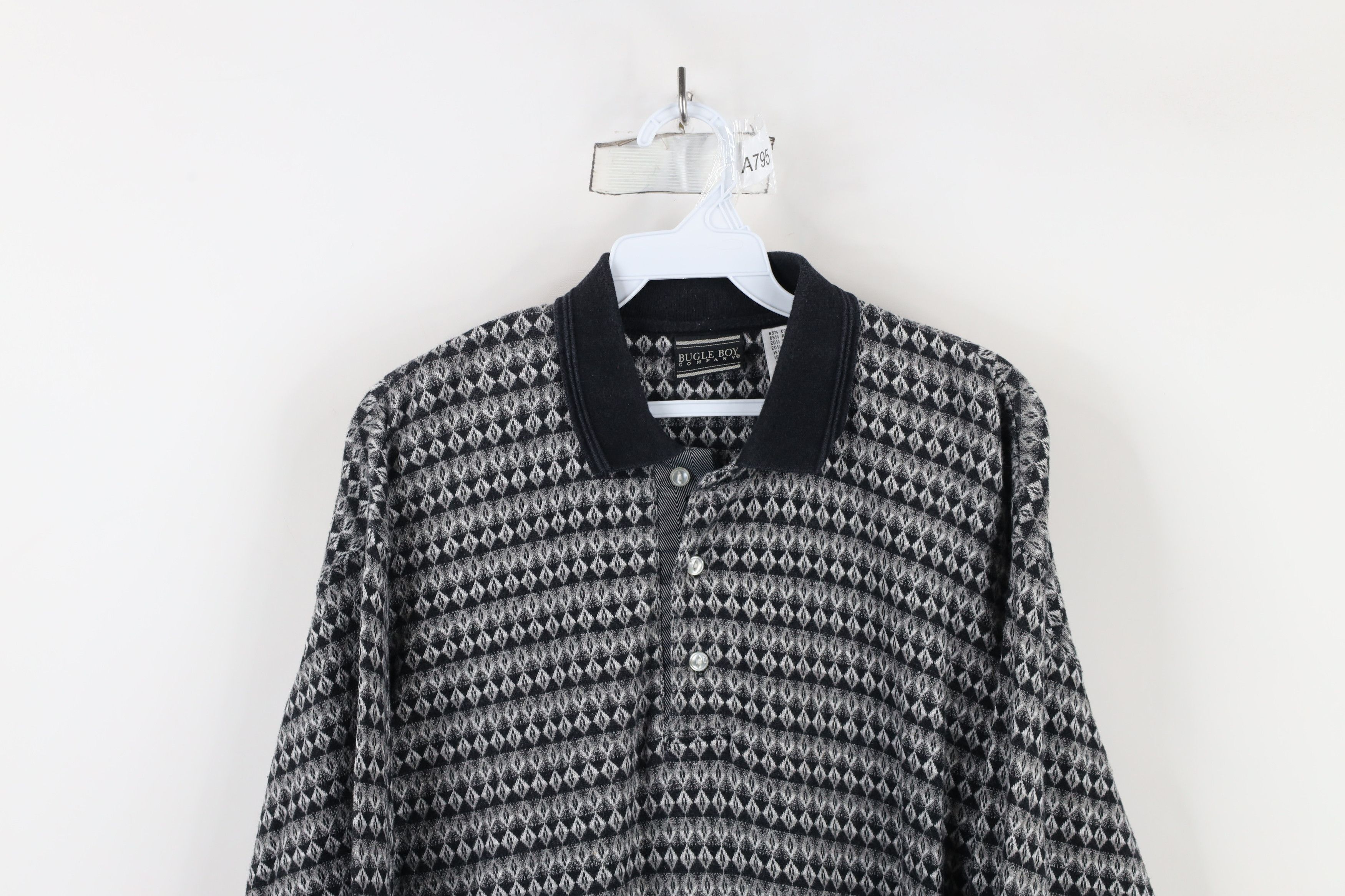 Vintage Vintage 90s Streetwear Diamond Knit Long Sleeve Polo Shirt Size US S / EU 44-46 / 1 - 2 Thumbnail